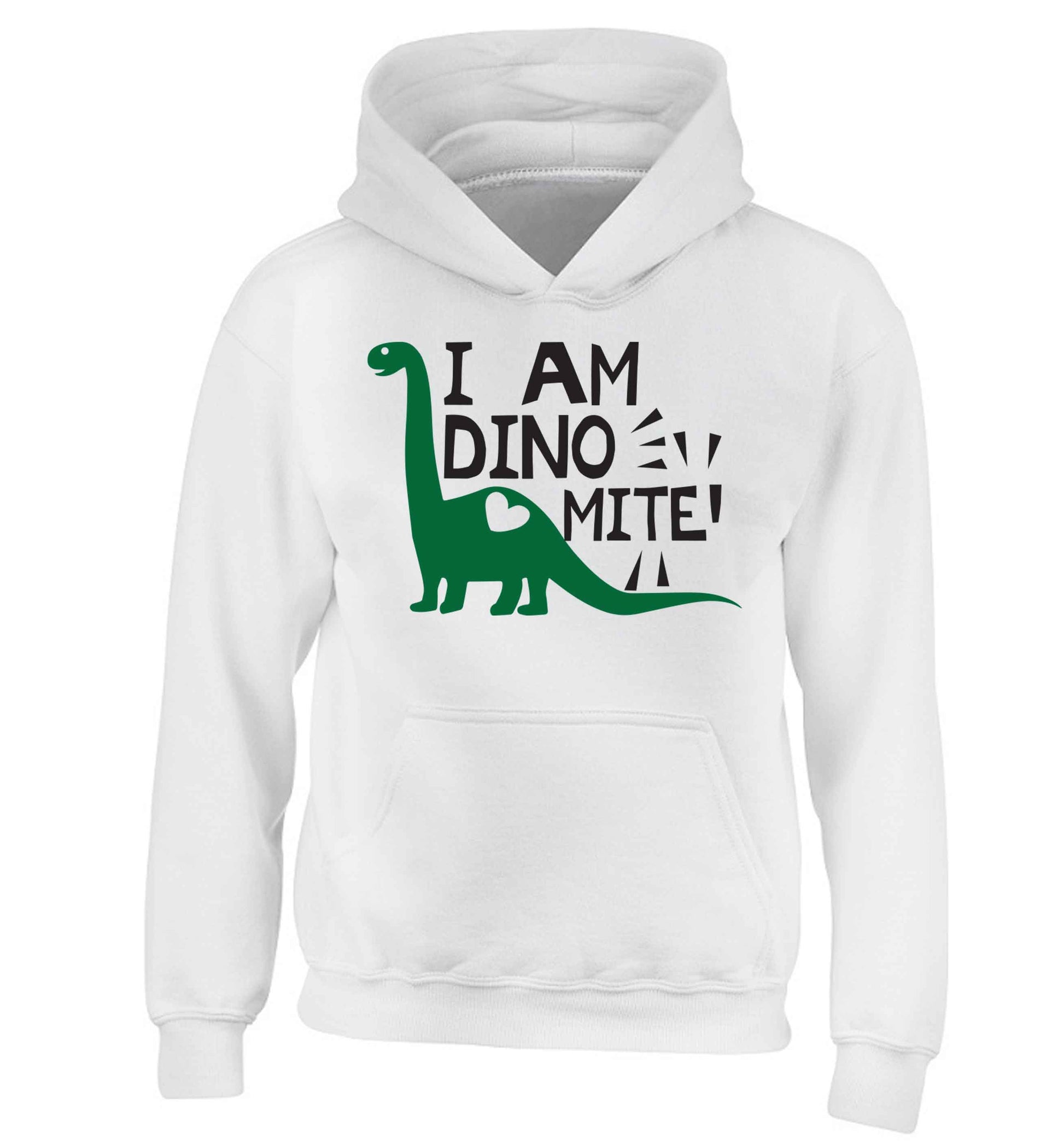 I am dinomite! children's white hoodie 12-13 Years