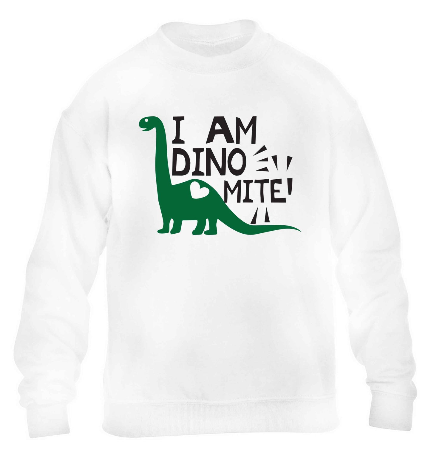 I am dinomite! children's white sweater 12-13 Years