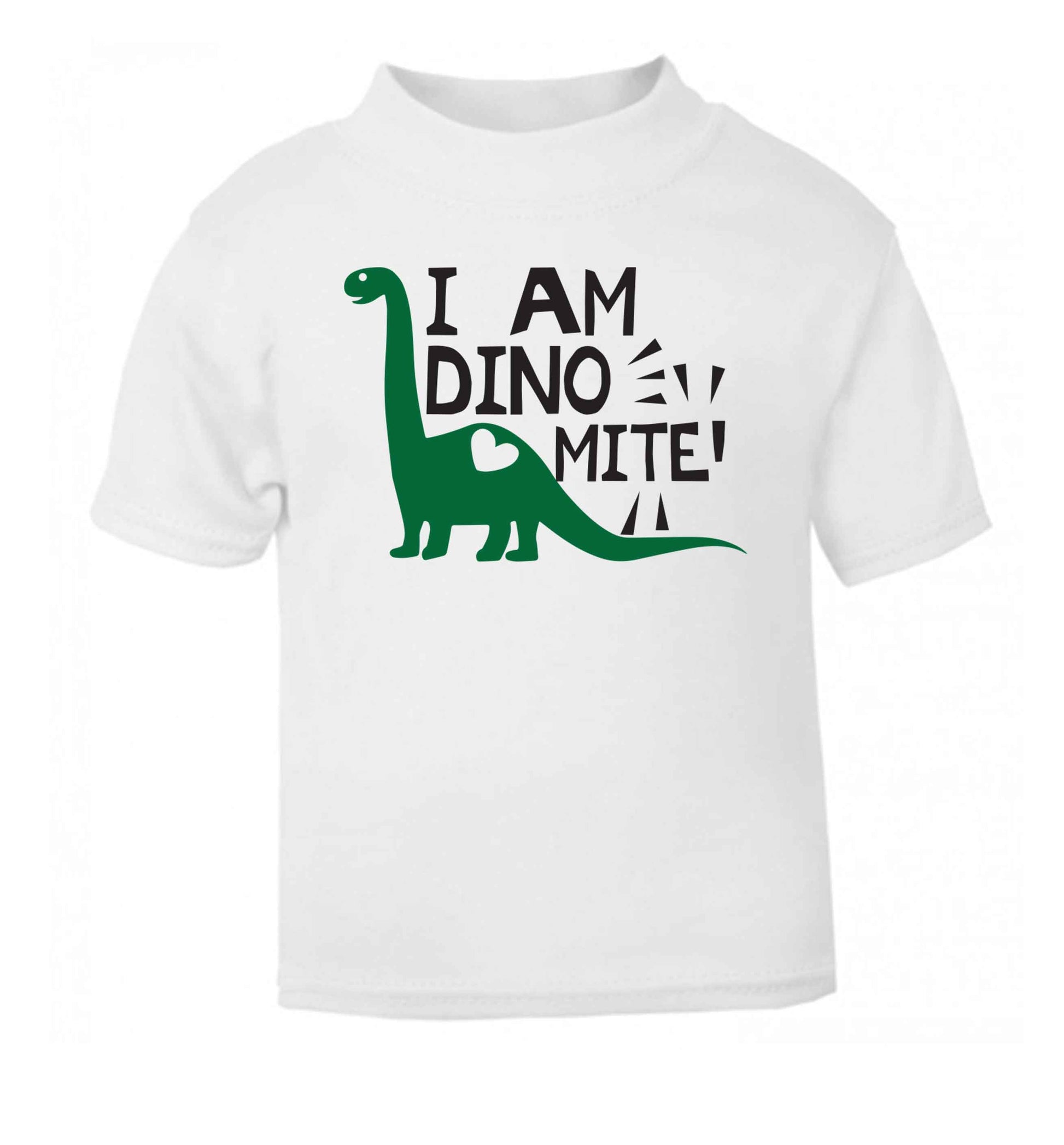 I am dinomite! white Baby Toddler Tshirt 2 Years