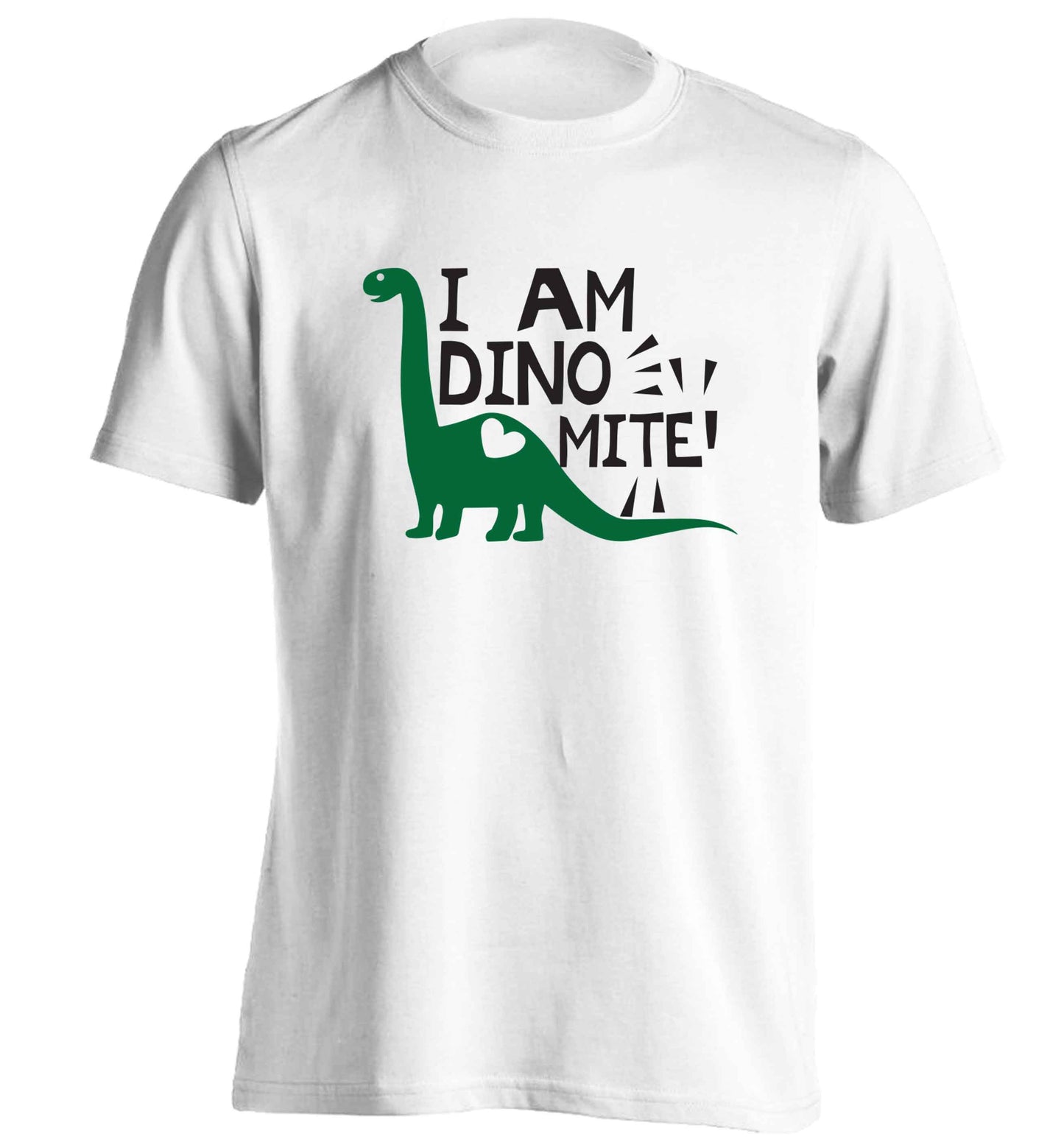 I am dinomite! adults unisex white Tshirt 2XL