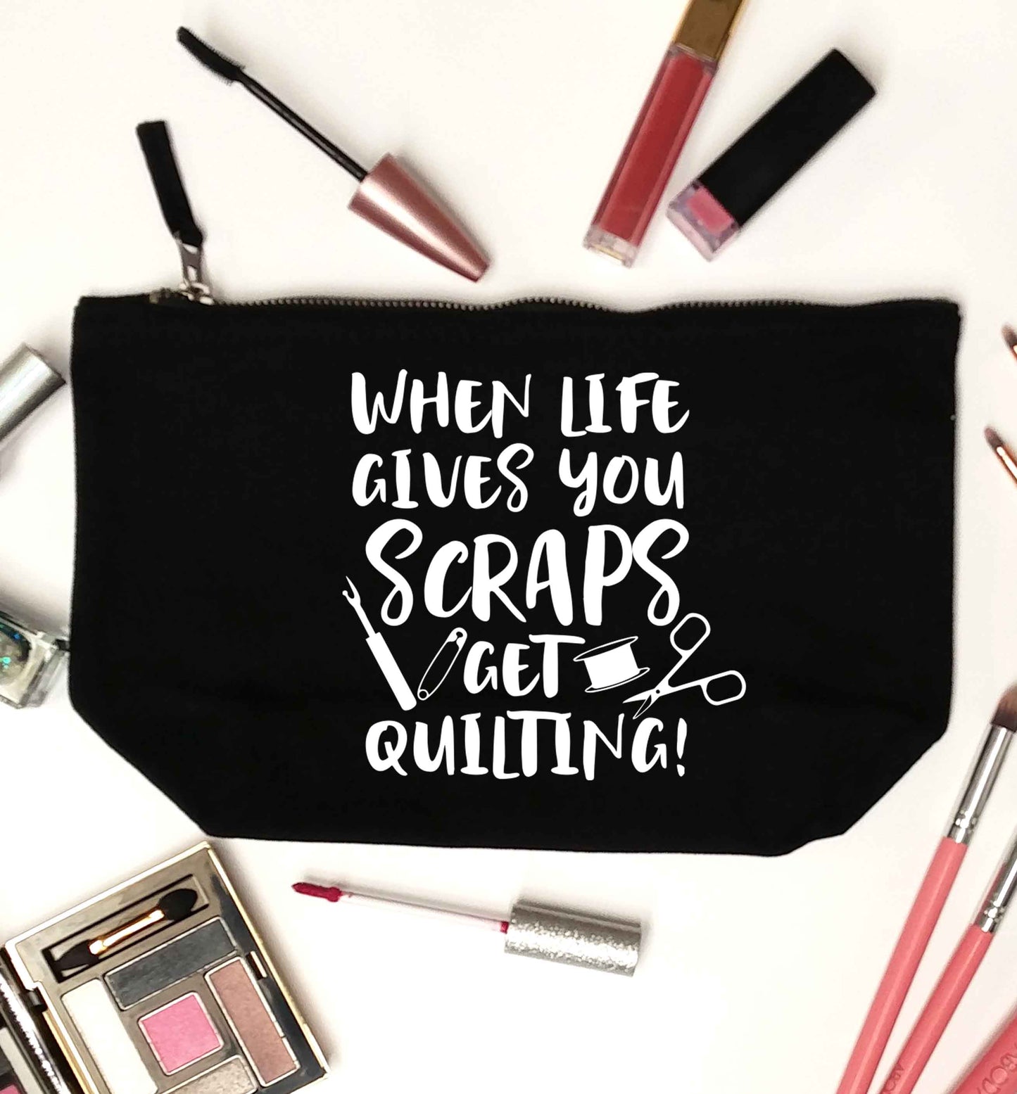 When life gives you scraps get quilting! black makeup bag