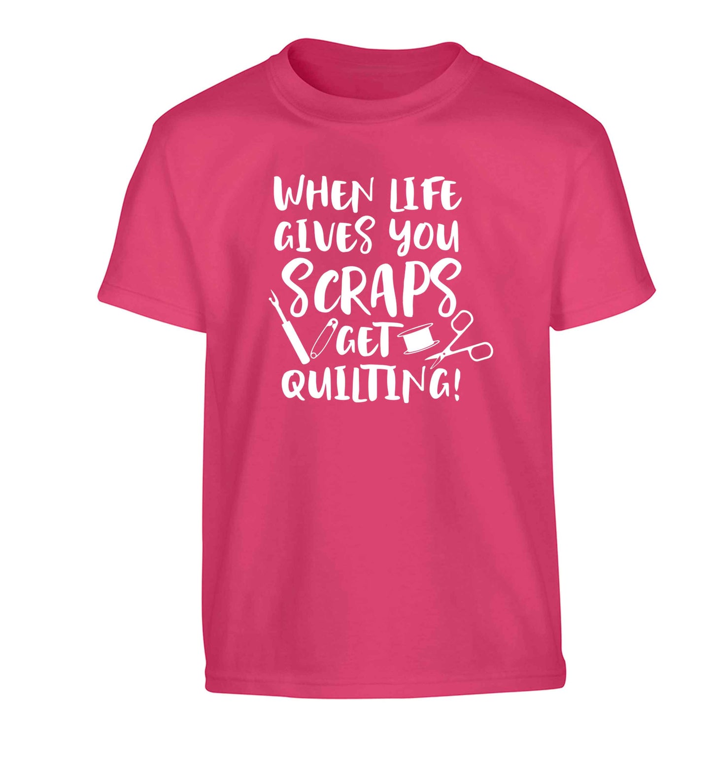 When life gives you scraps get quilting! Children's pink Tshirt 12-13 Years