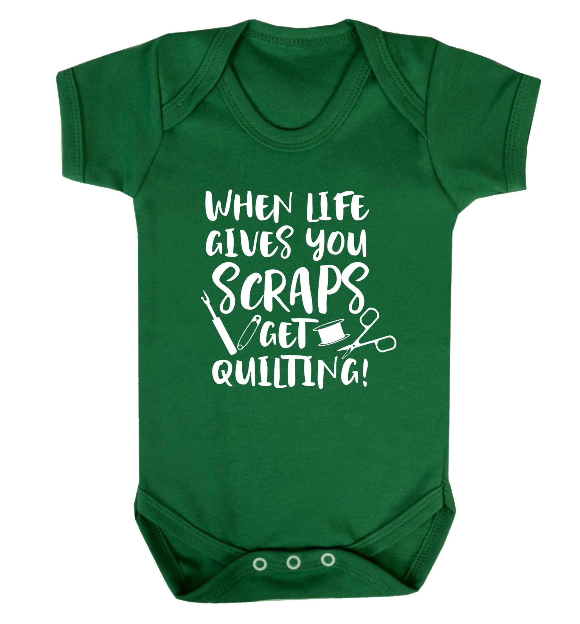 When life gives you scraps get quilting! Baby Vest green 18-24 months