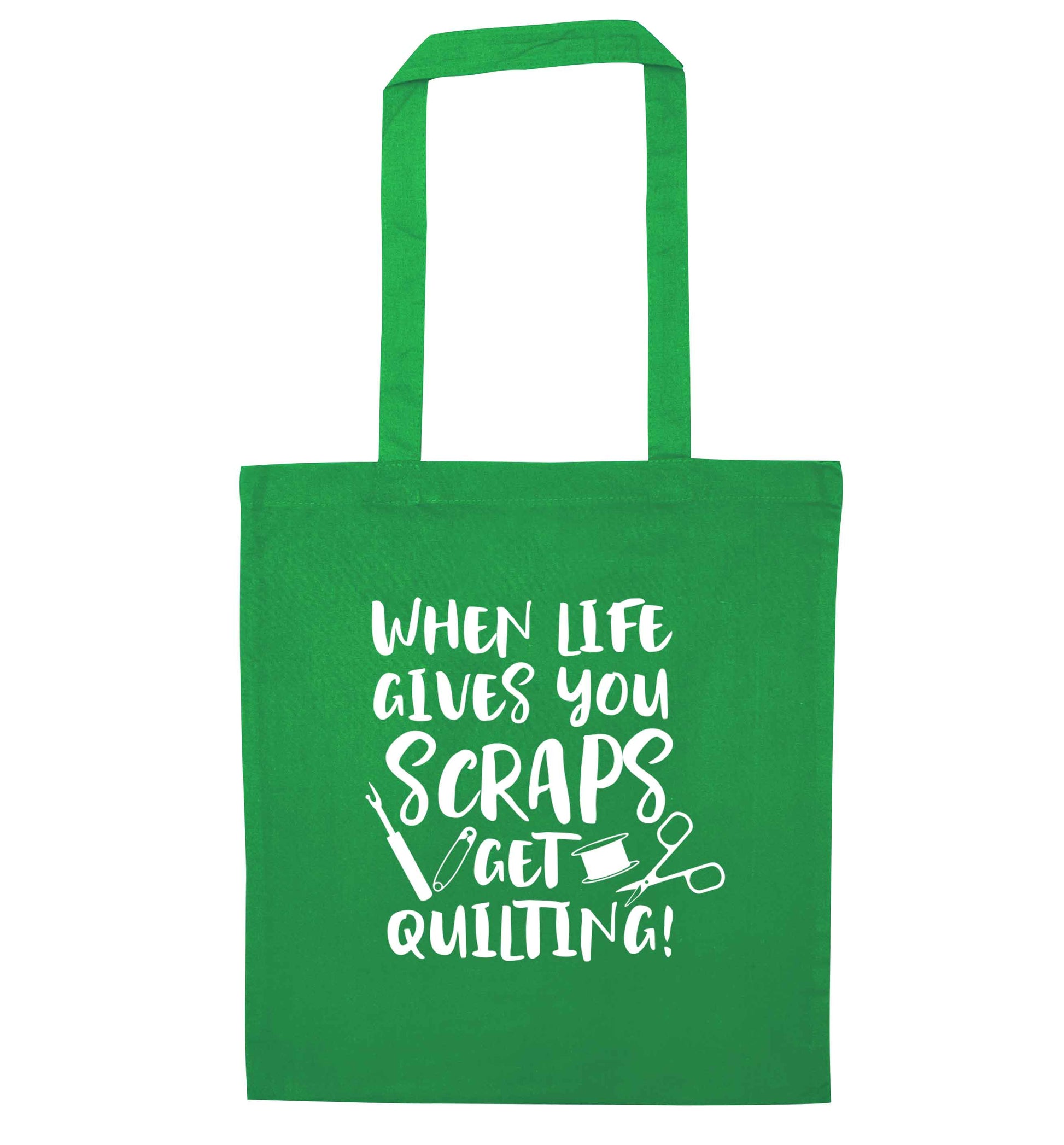 When life gives you scraps get quilting! green tote bag