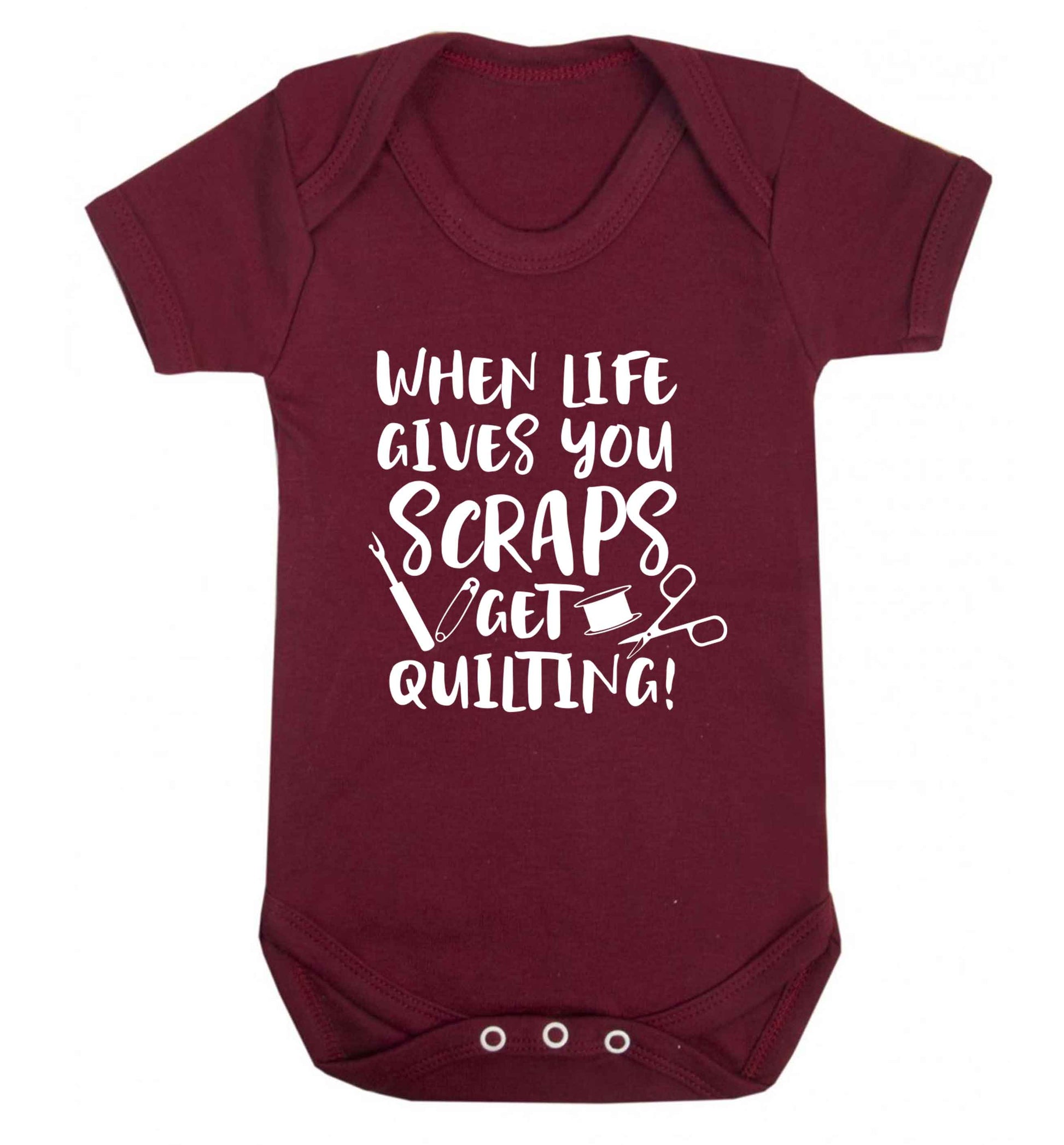 When life gives you scraps get quilting! Baby Vest maroon 18-24 months