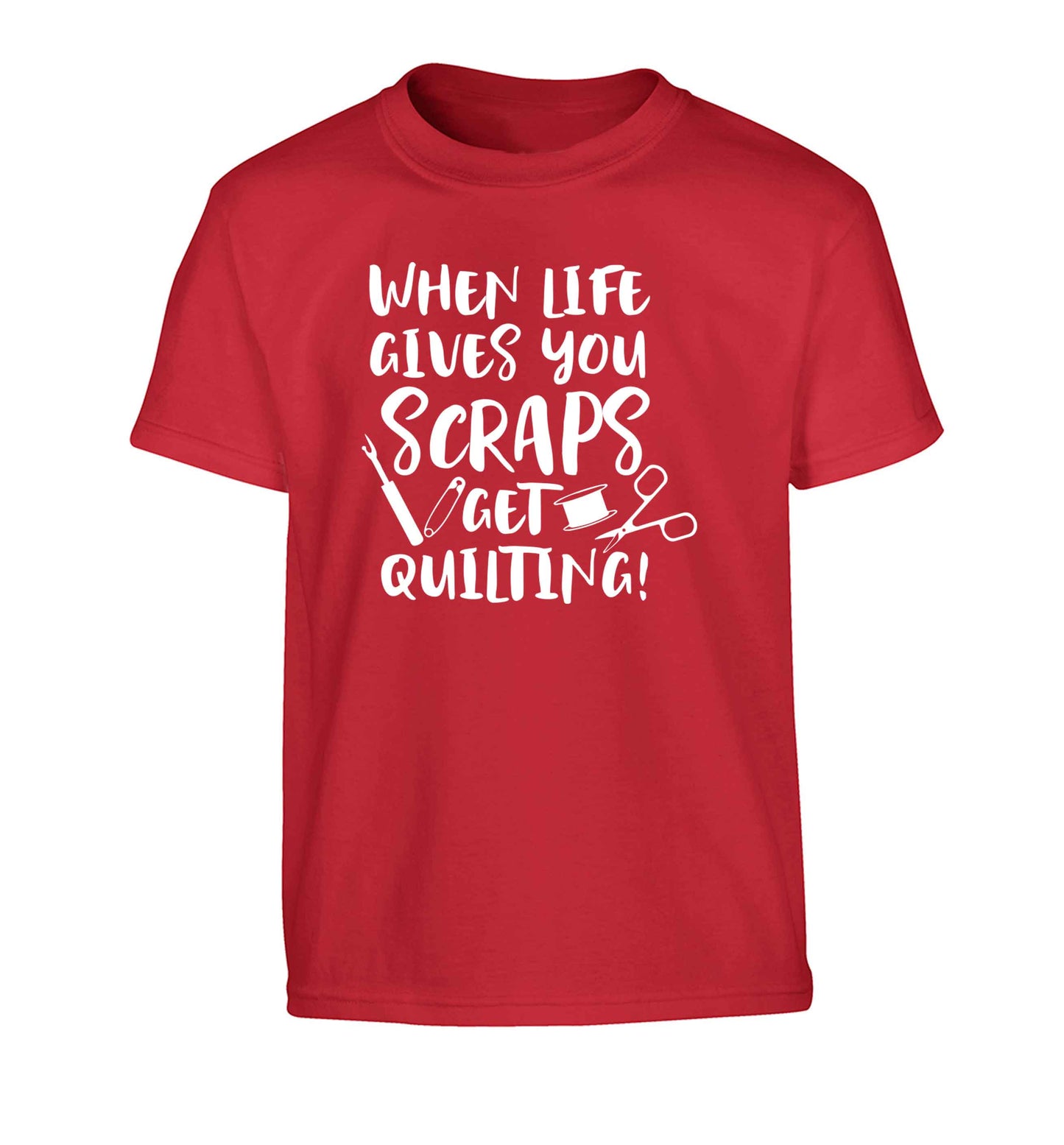 When life gives you scraps get quilting! Children's red Tshirt 12-13 Years