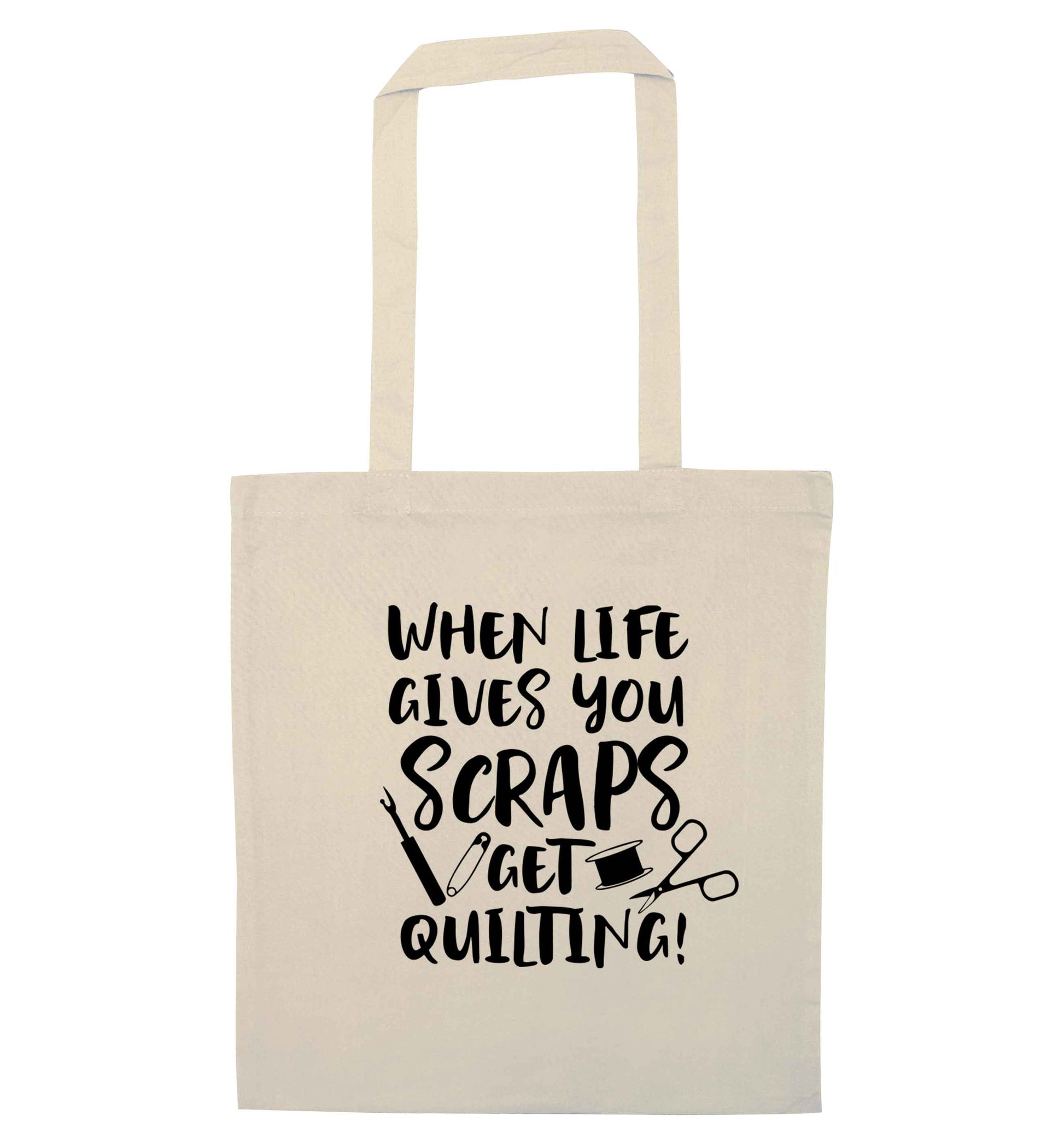 When life gives you scraps get quilting! natural tote bag