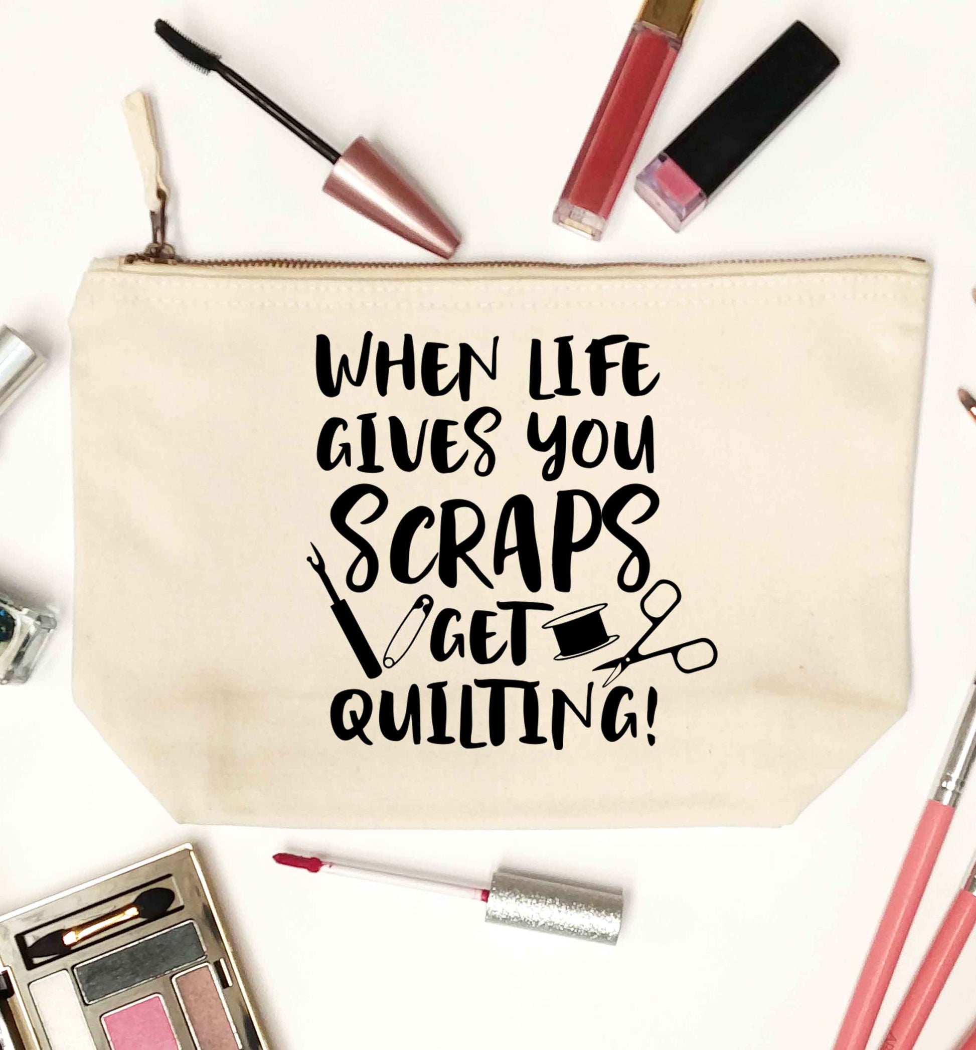 When life gives you scraps get quilting! natural makeup bag