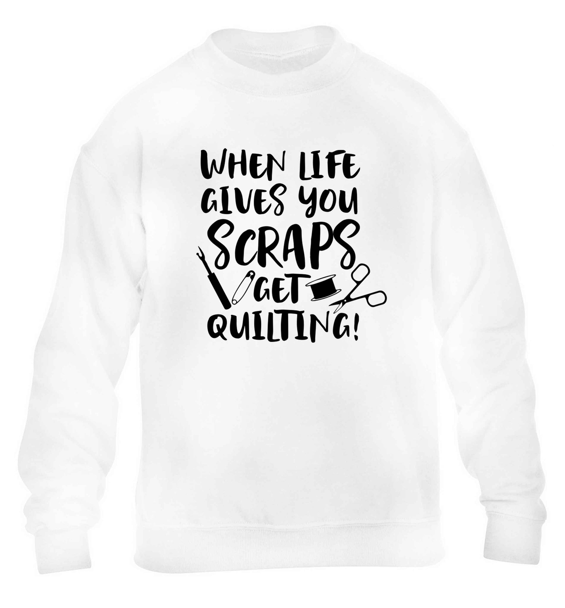 When life gives you scraps get quilting! children's white sweater 12-13 Years