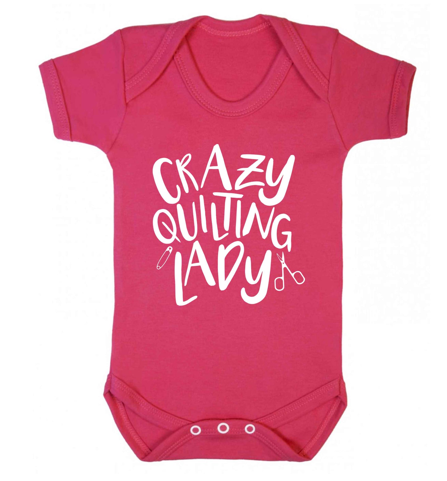 Crazy quilting lady Baby Vest dark pink 18-24 months