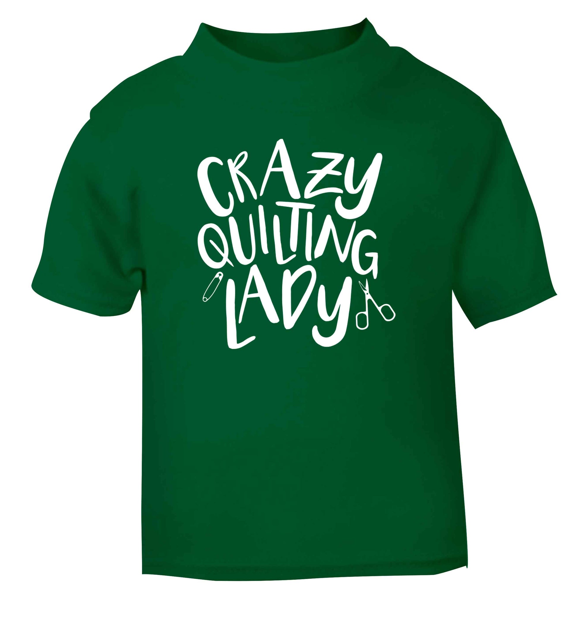 Crazy quilting lady green Baby Toddler Tshirt 2 Years