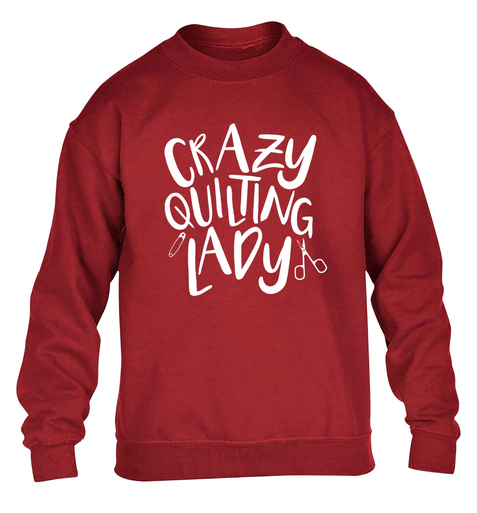 Crazy quilting lady children's grey sweater 12-13 Years