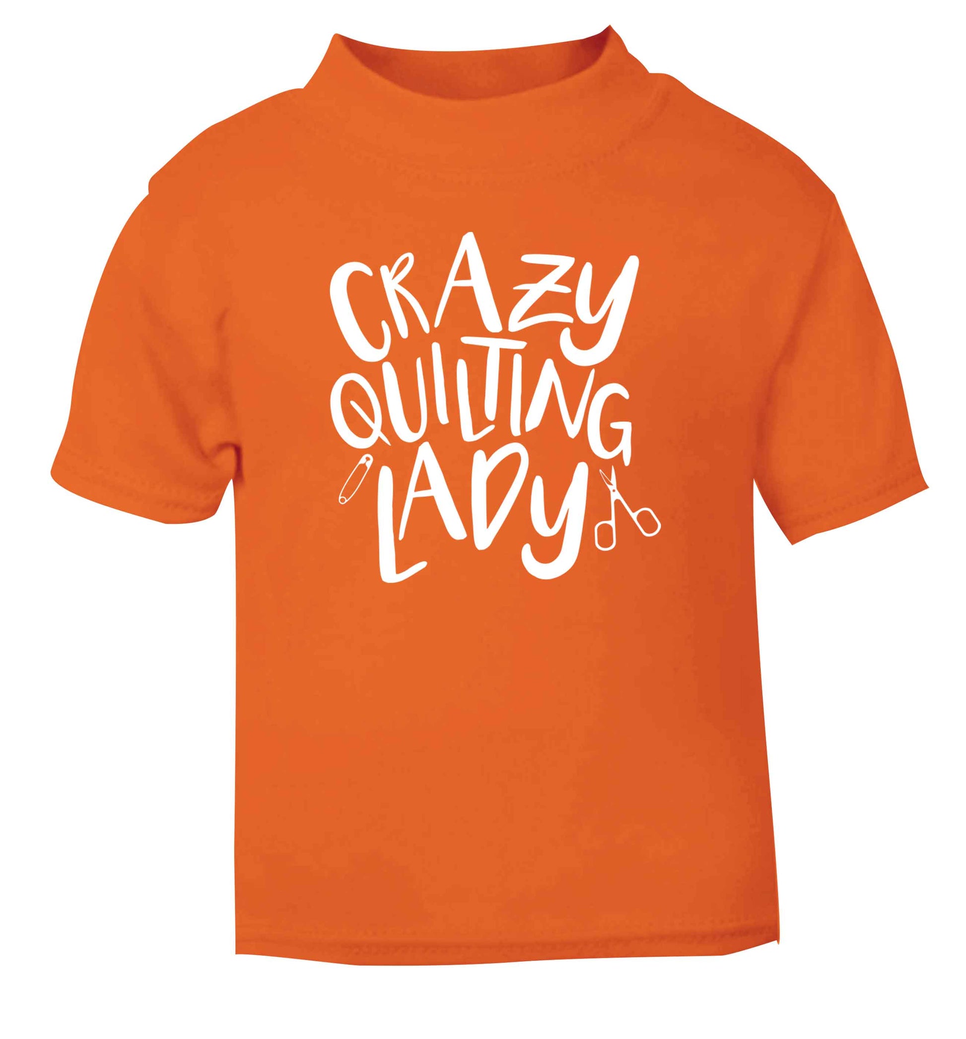 Crazy quilting lady orange Baby Toddler Tshirt 2 Years