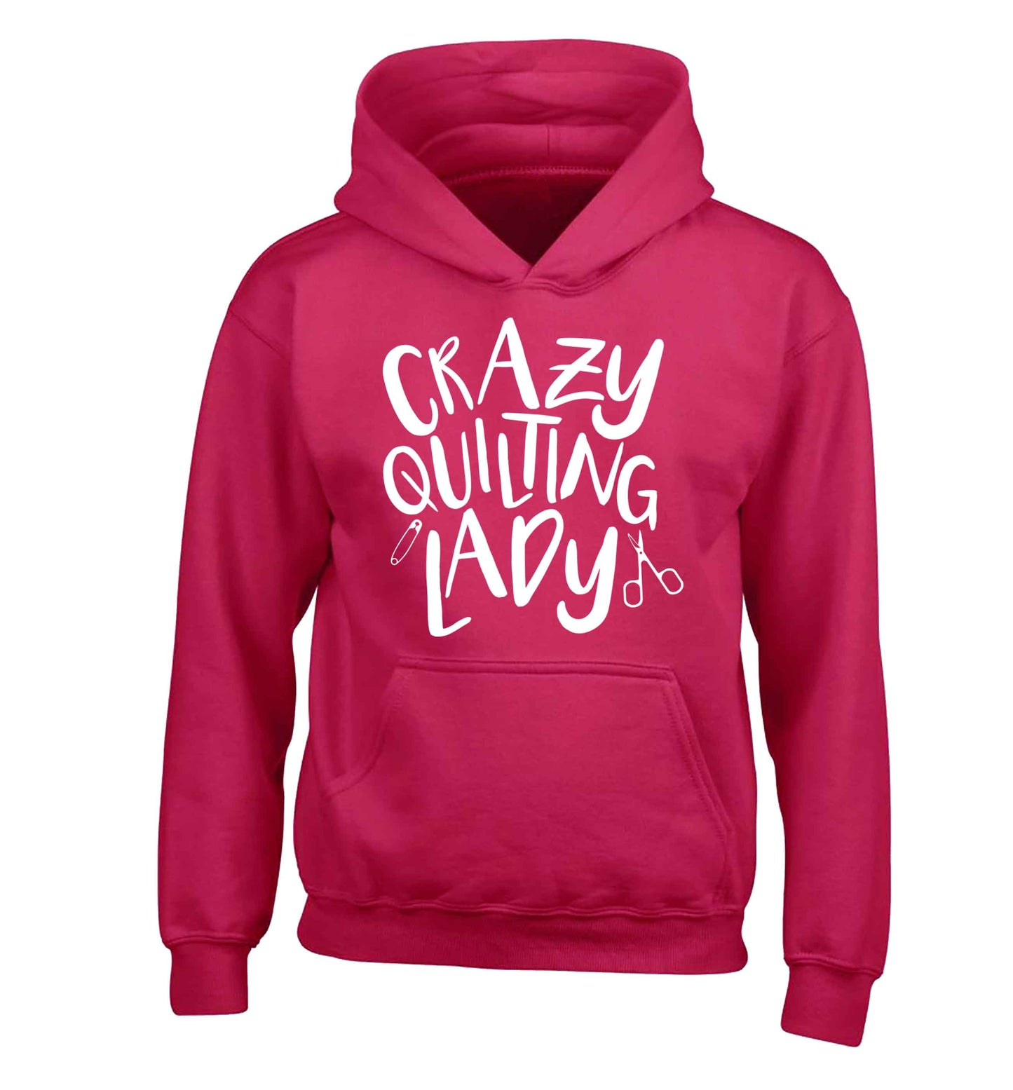 Crazy quilting lady children's pink hoodie 12-13 Years