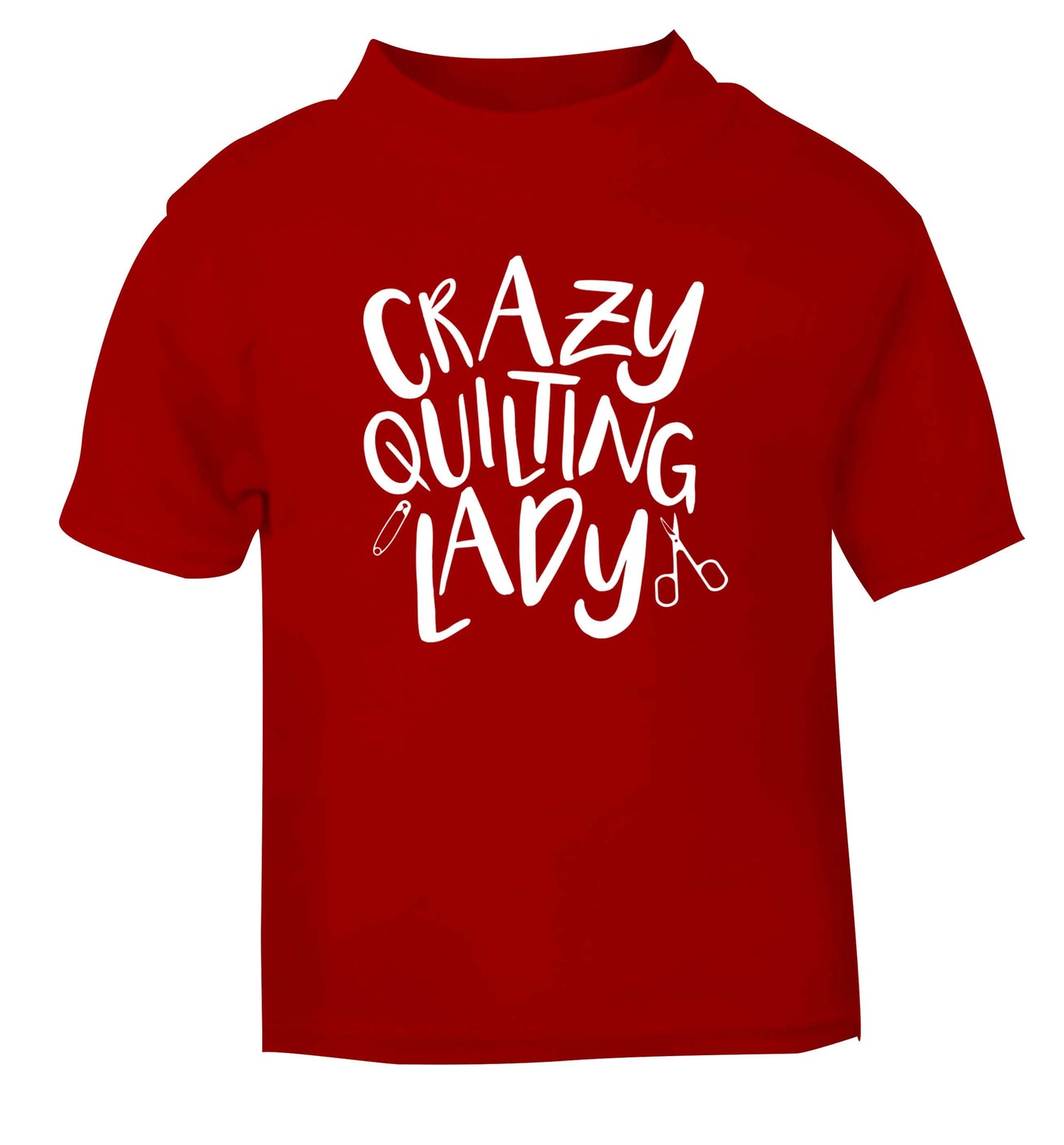 Crazy quilting lady red Baby Toddler Tshirt 2 Years