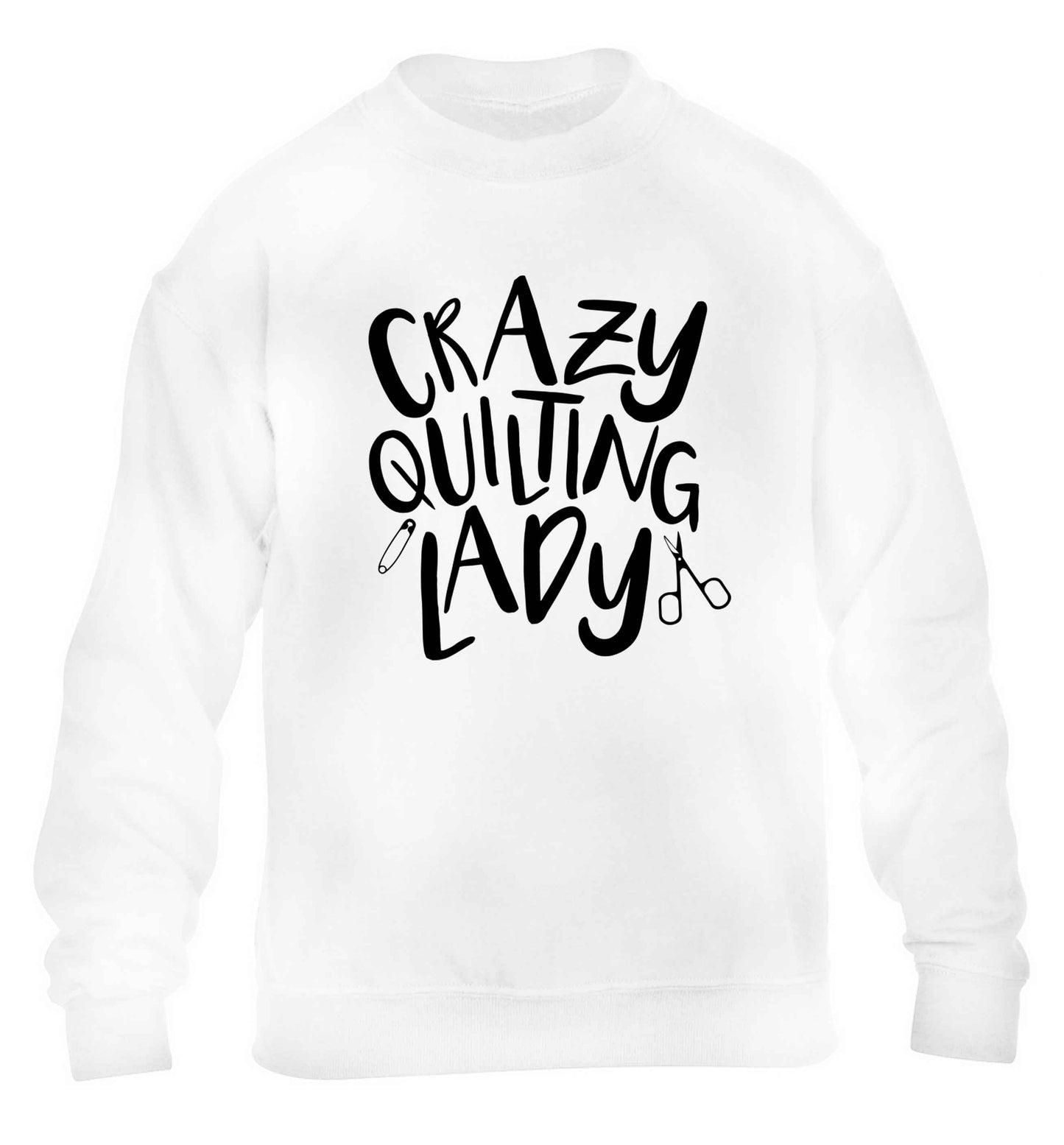 Crazy quilting lady children's white sweater 12-13 Years