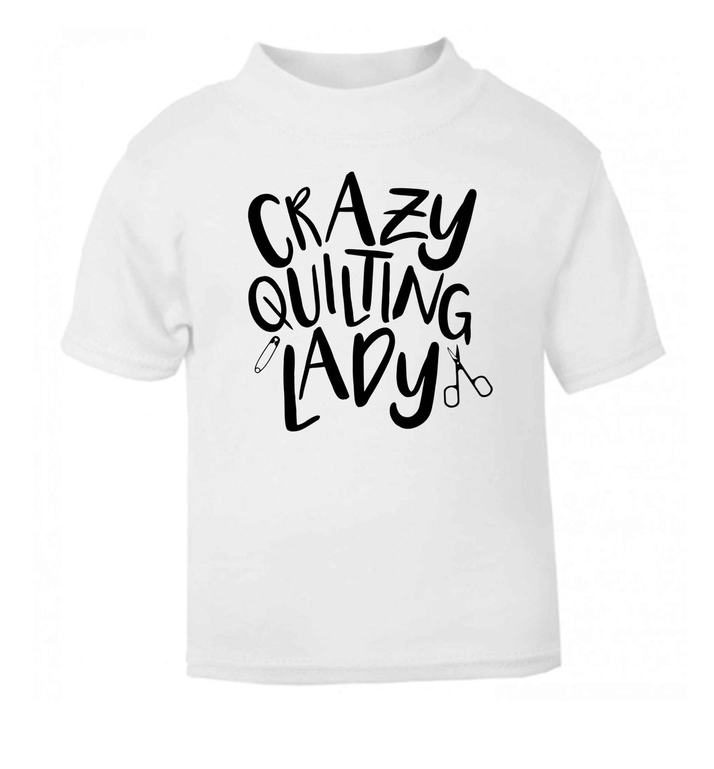 Crazy quilting lady white Baby Toddler Tshirt 2 Years