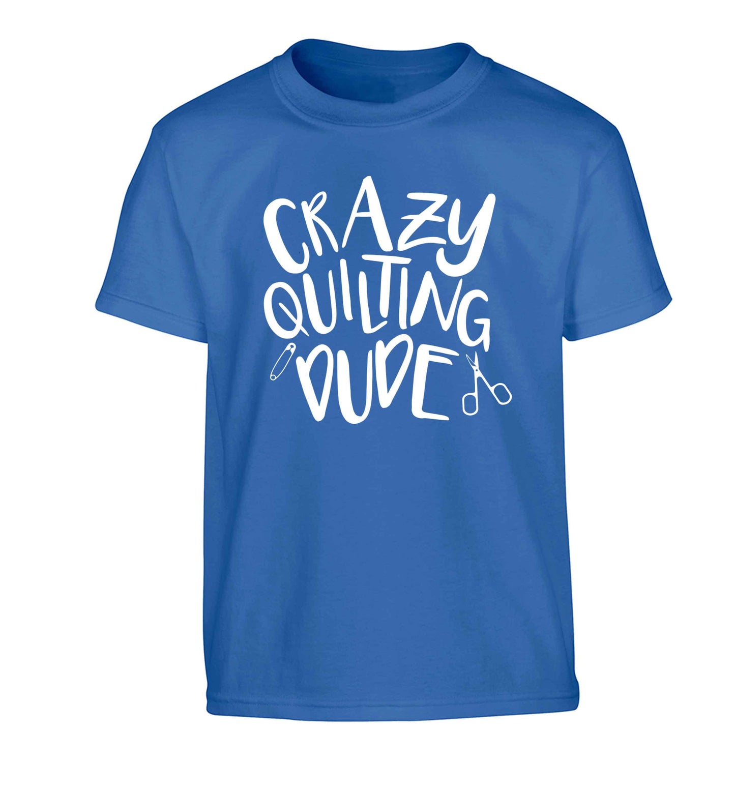 Crazy quilting dude Children's blue Tshirt 12-13 Years