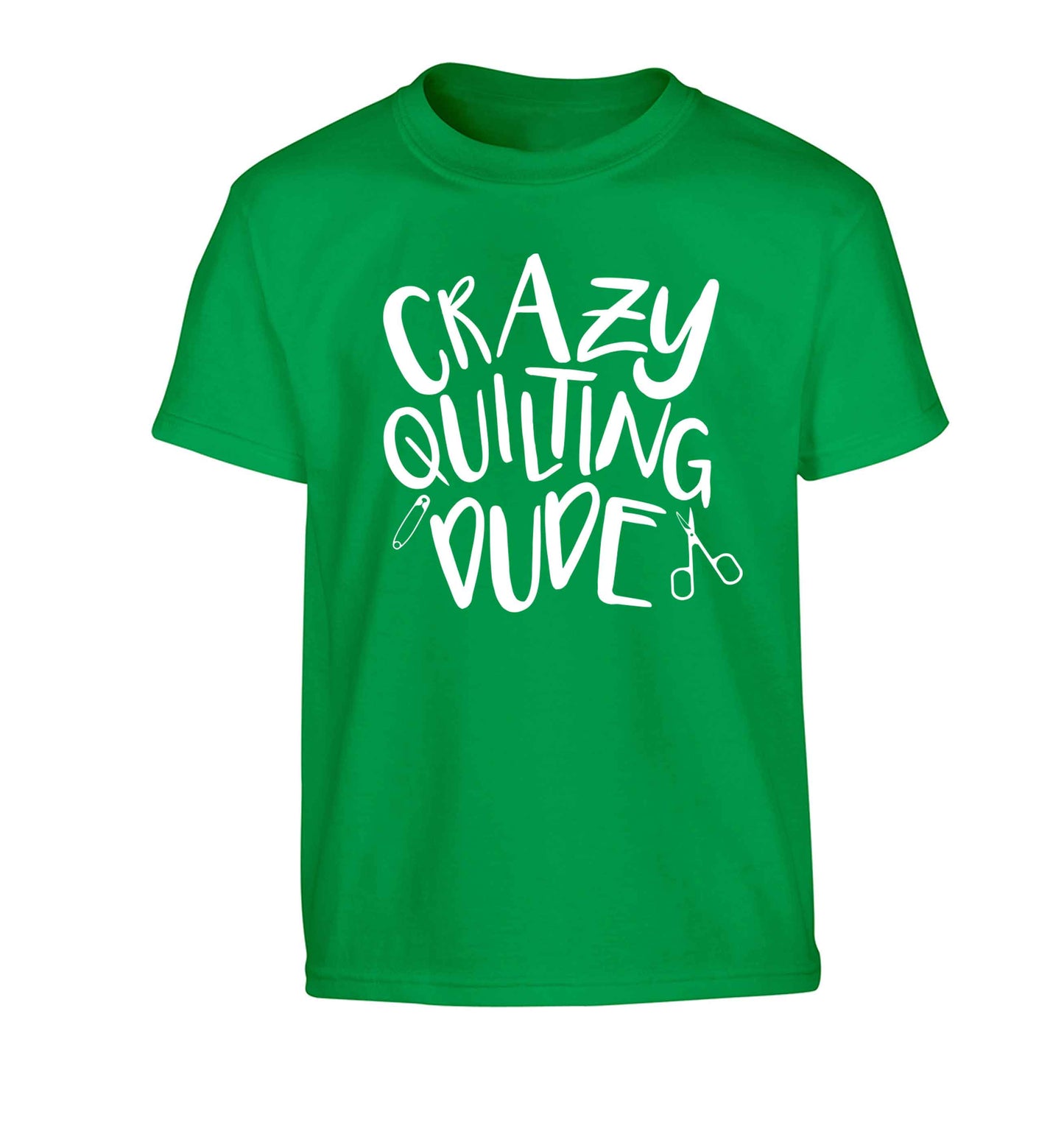 Crazy quilting dude Children's green Tshirt 12-13 Years