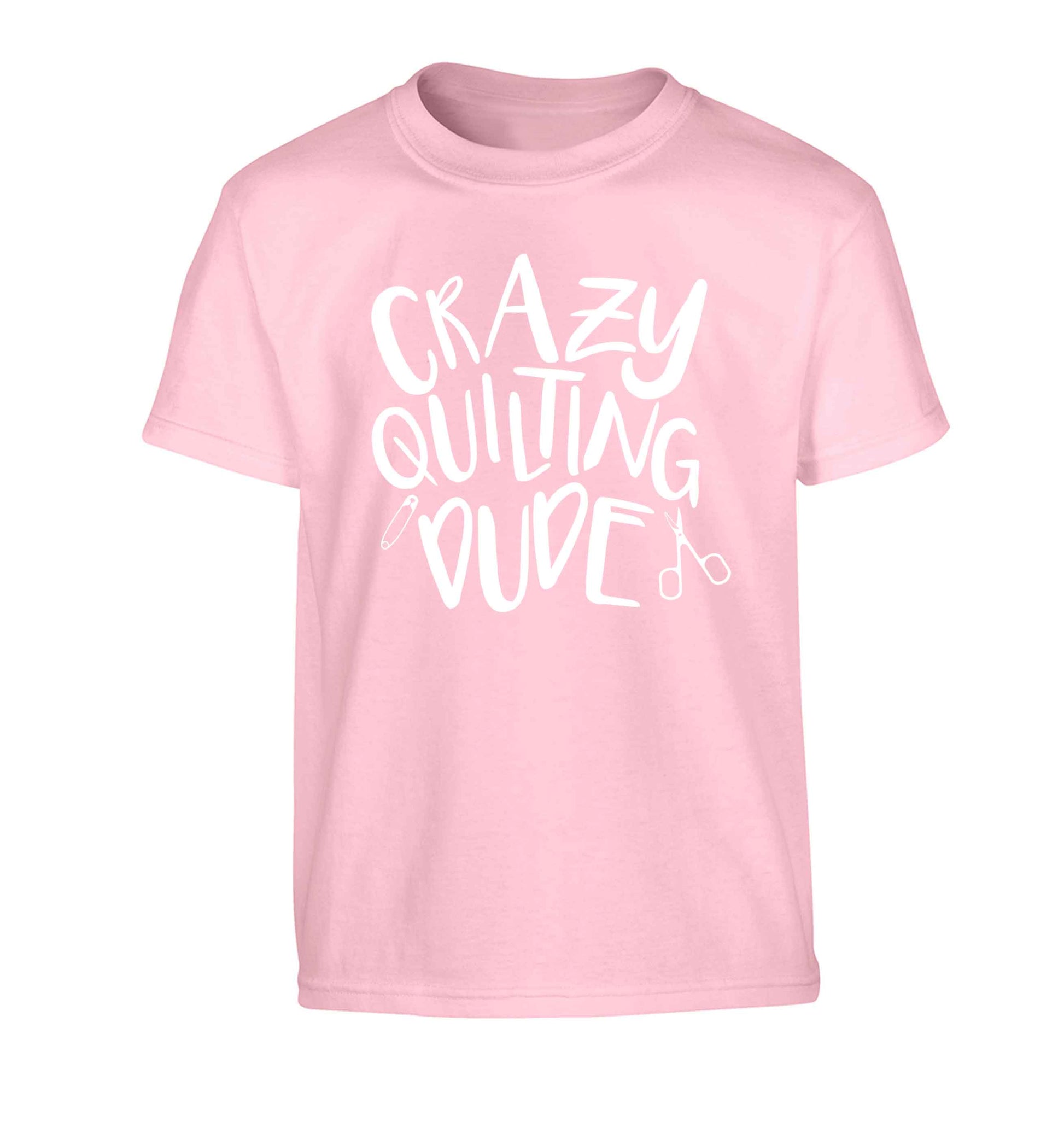 Crazy quilting dude Children's light pink Tshirt 12-13 Years