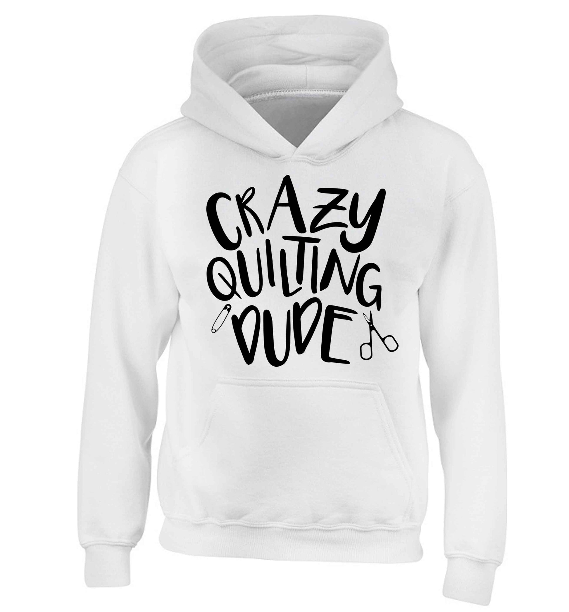 Crazy quilting dude children's white hoodie 12-13 Years
