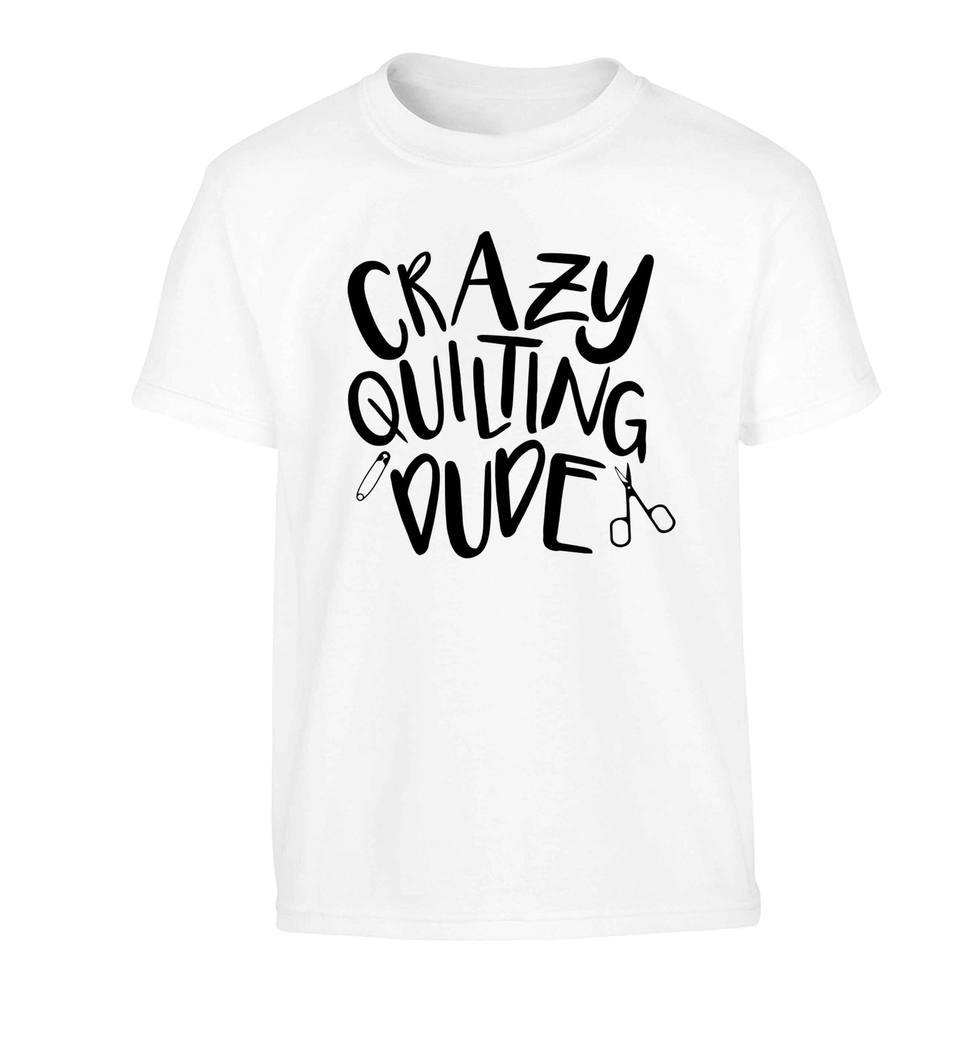 Crazy quilting dude Children's white Tshirt 12-13 Years