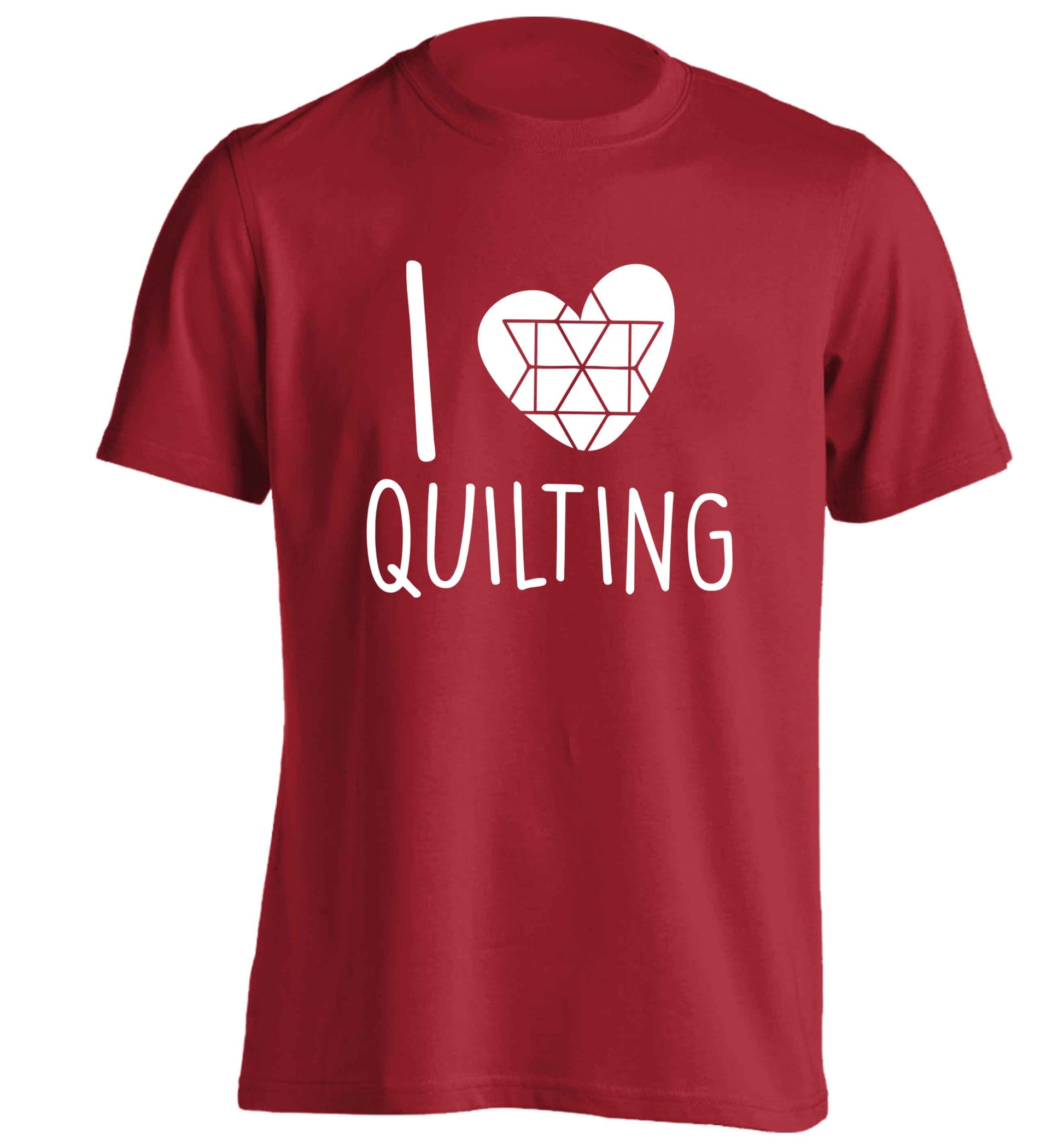 I love quilting adults unisex red Tshirt 2XL