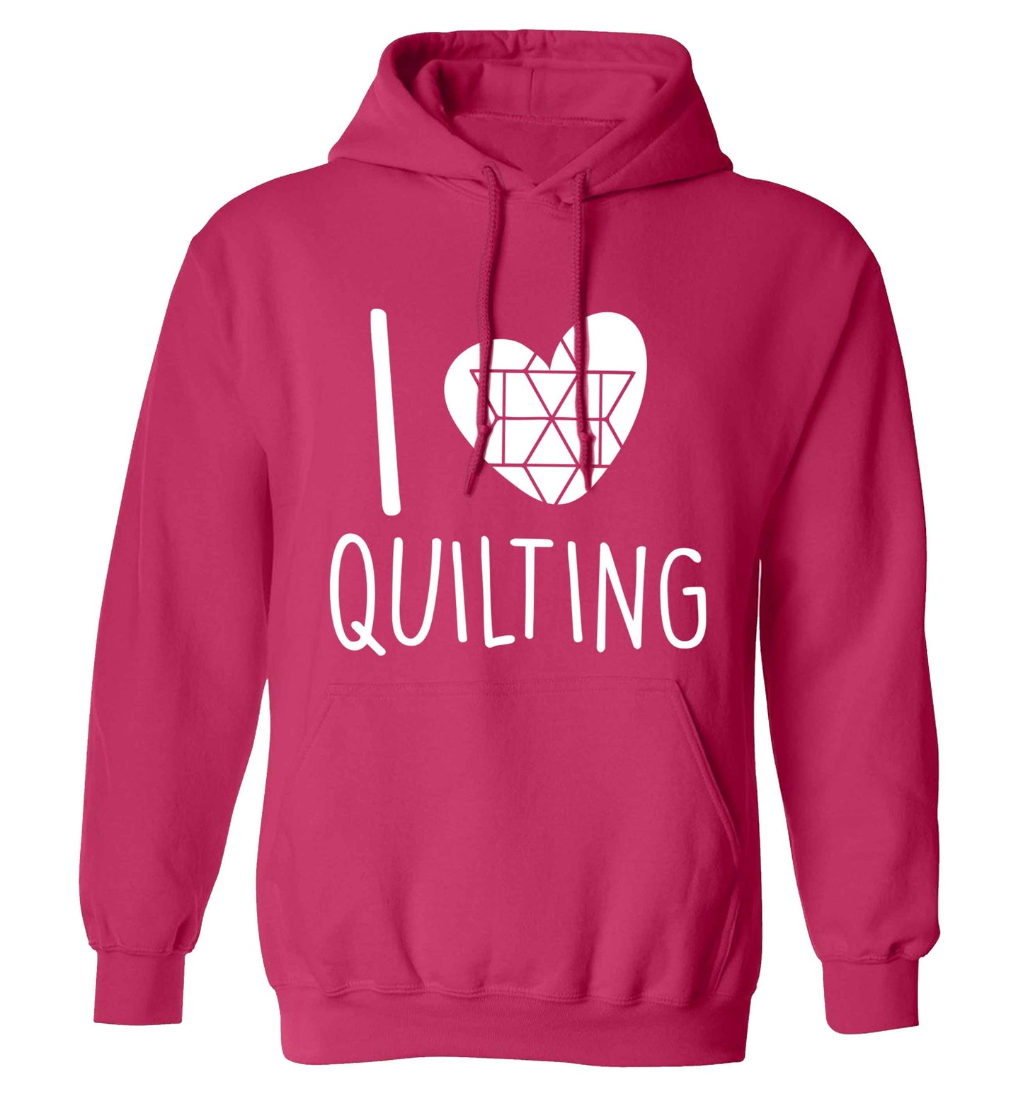 I love quilting adults unisex pink hoodie 2XL