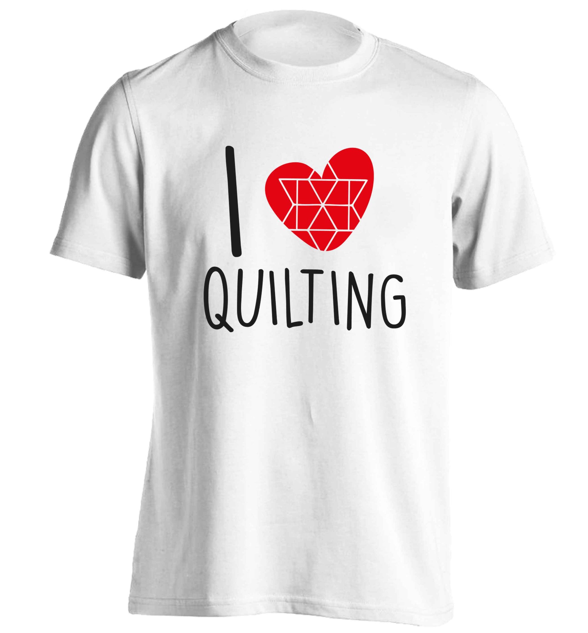 I love quilting adults unisex white Tshirt 2XL