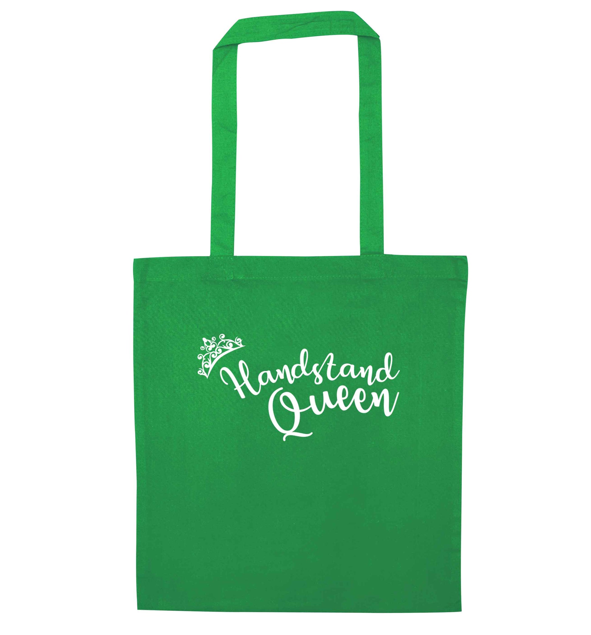 Handstand Queen green tote bag