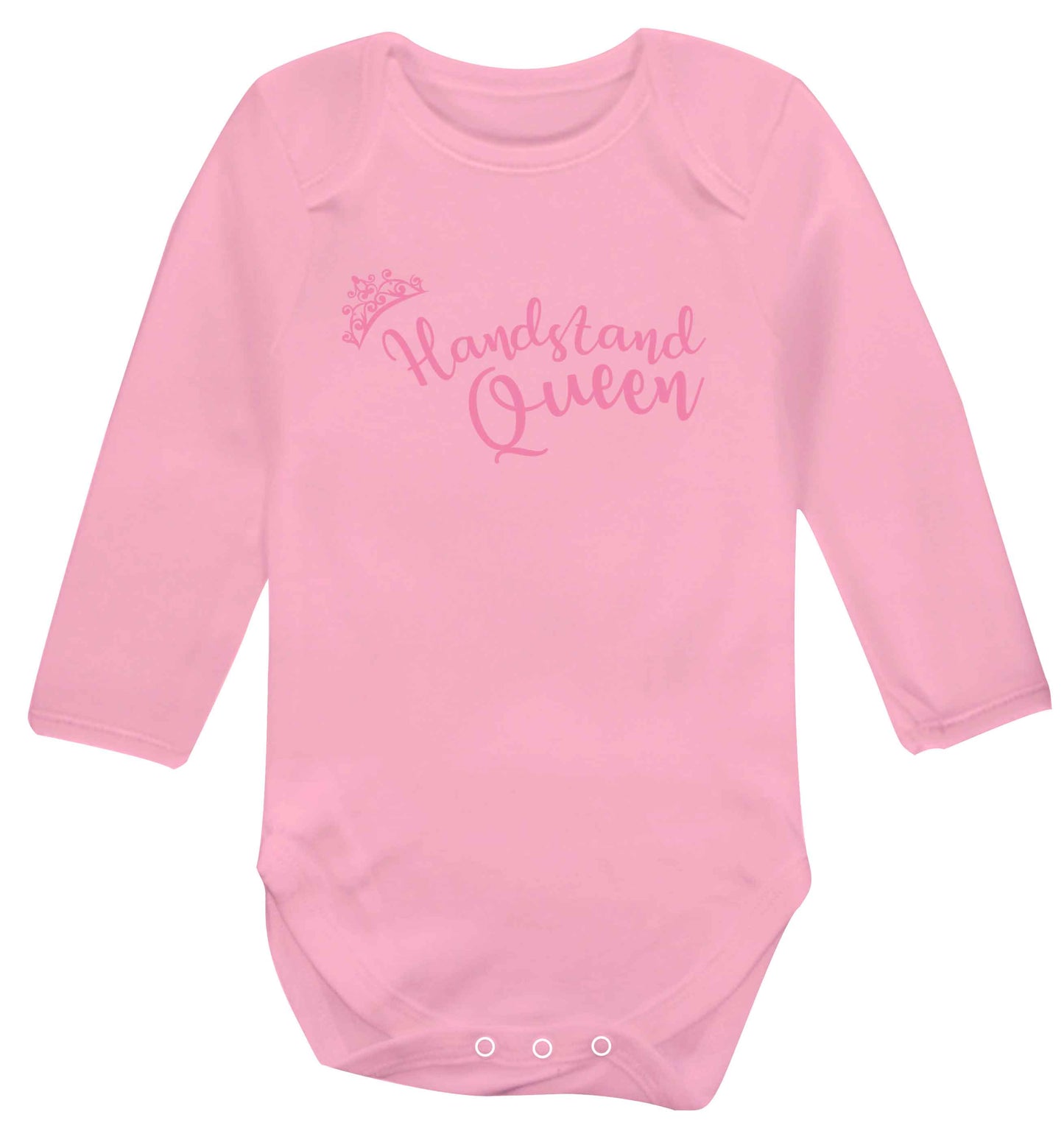 Handstand Queen Baby Vest long sleeved pale pink 6-12 months