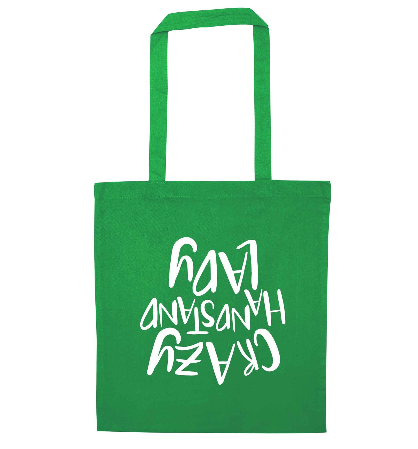 Crazy handstand lady green tote bag
