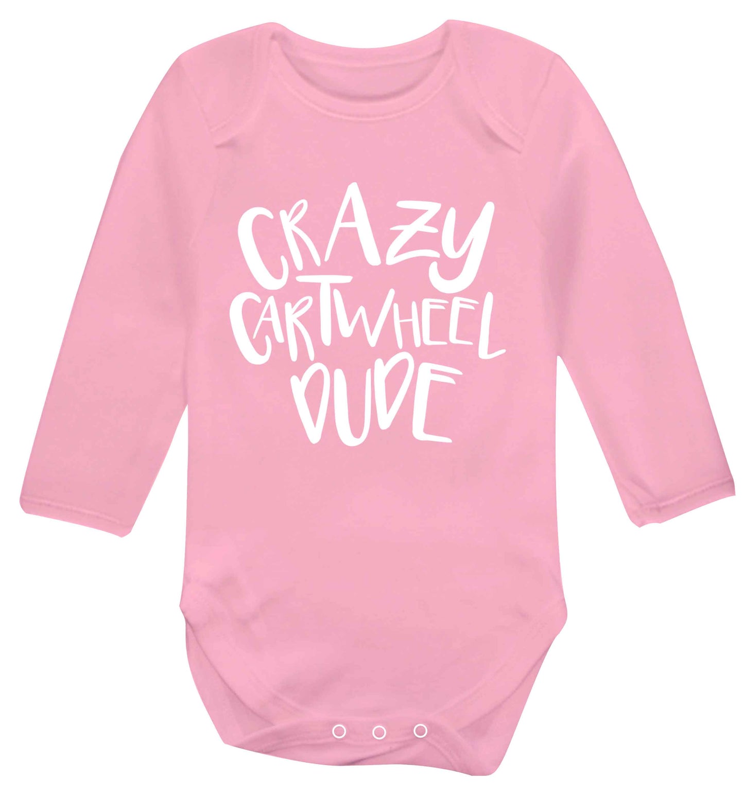 Crazy cartwheel dude Baby Vest long sleeved pale pink 6-12 months