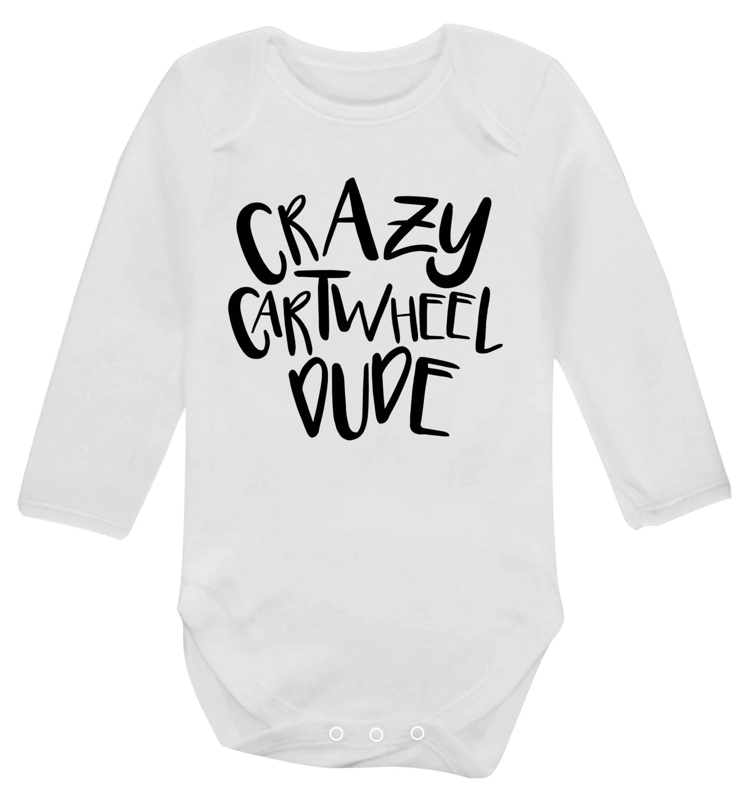 Crazy cartwheel dude Baby Vest long sleeved white 6-12 months