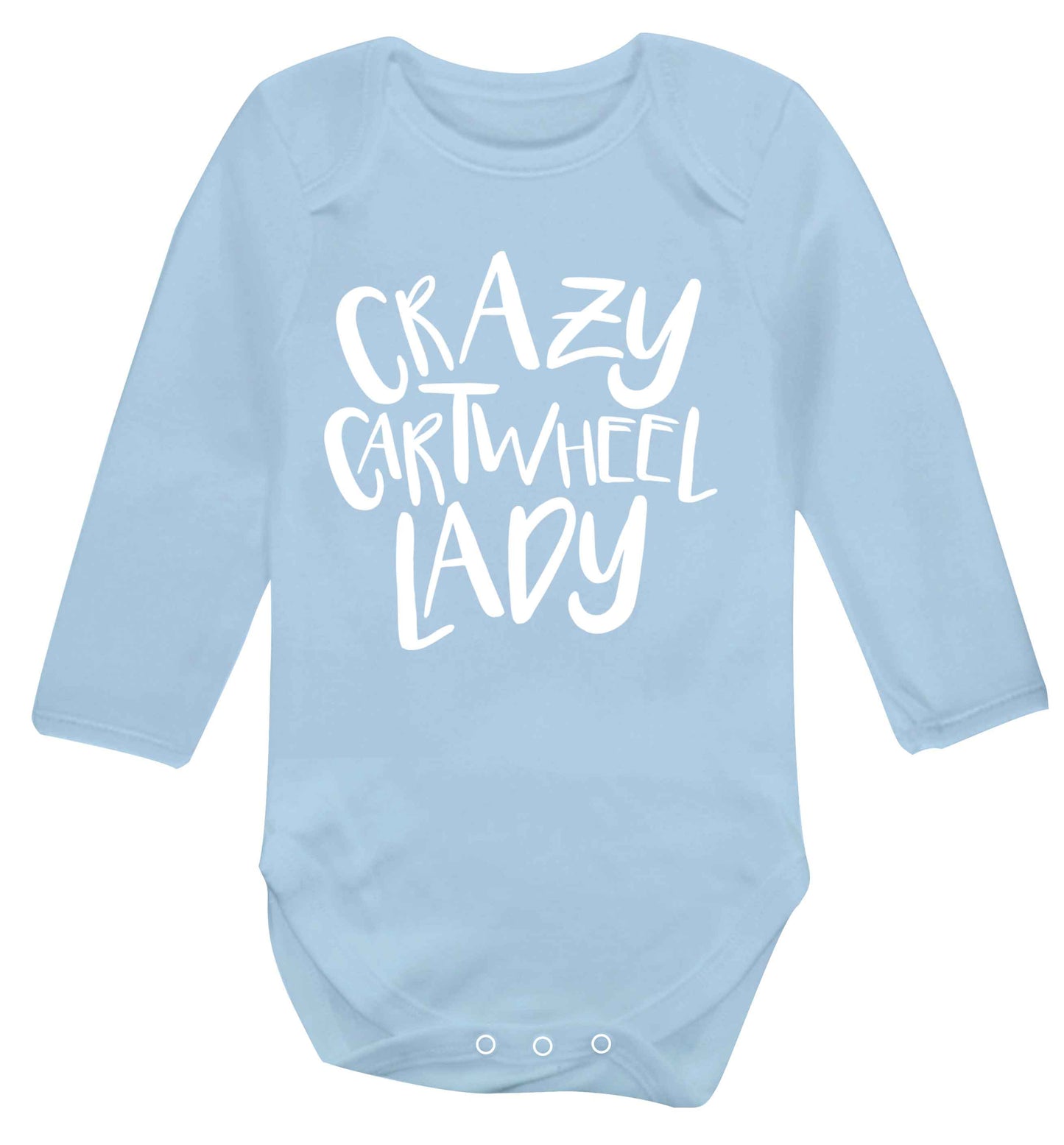 Crazy cartwheel lady Baby Vest long sleeved pale blue 6-12 months
