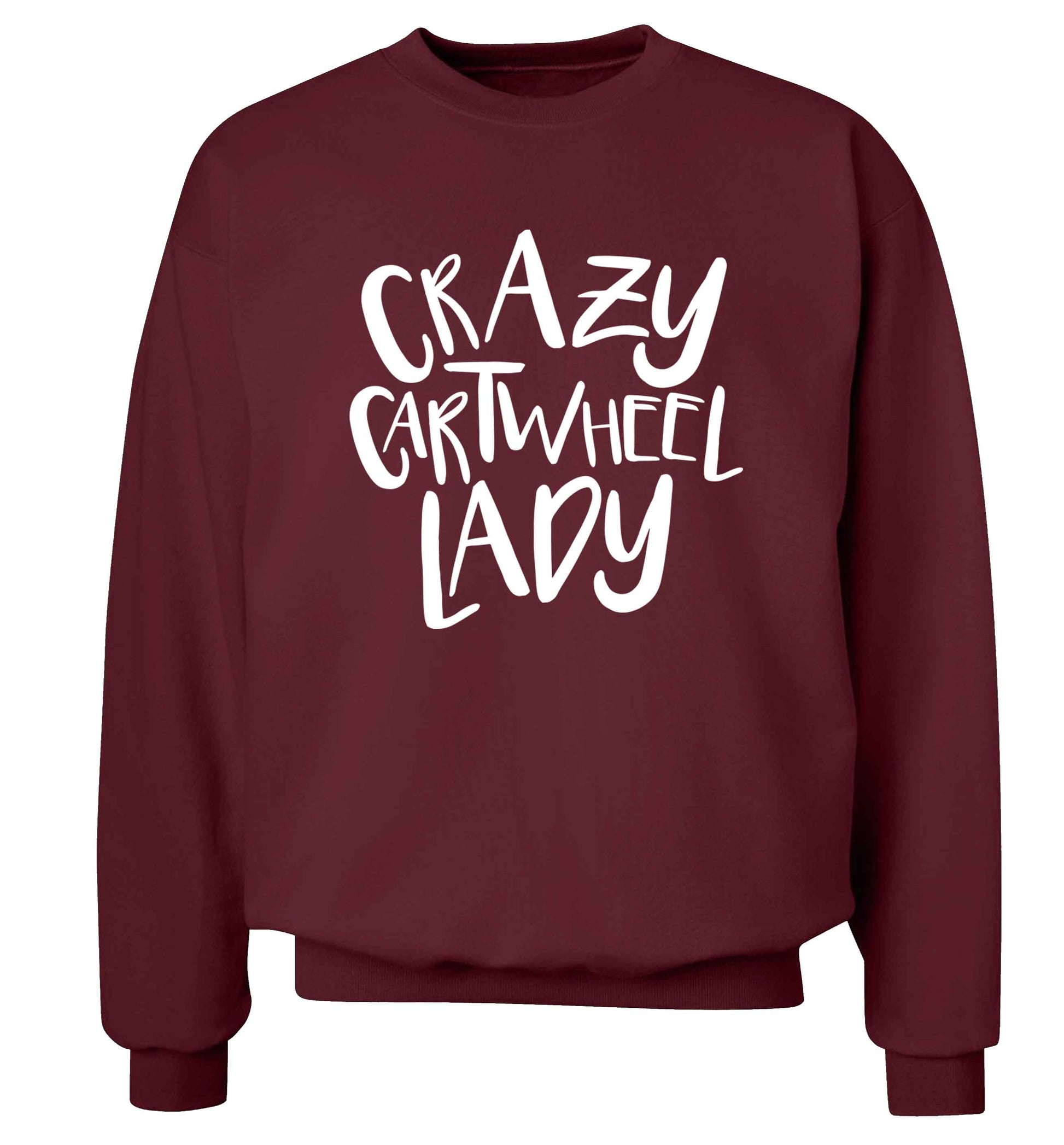 Crazy cartwheel lady Adult's unisex maroon Sweater 2XL