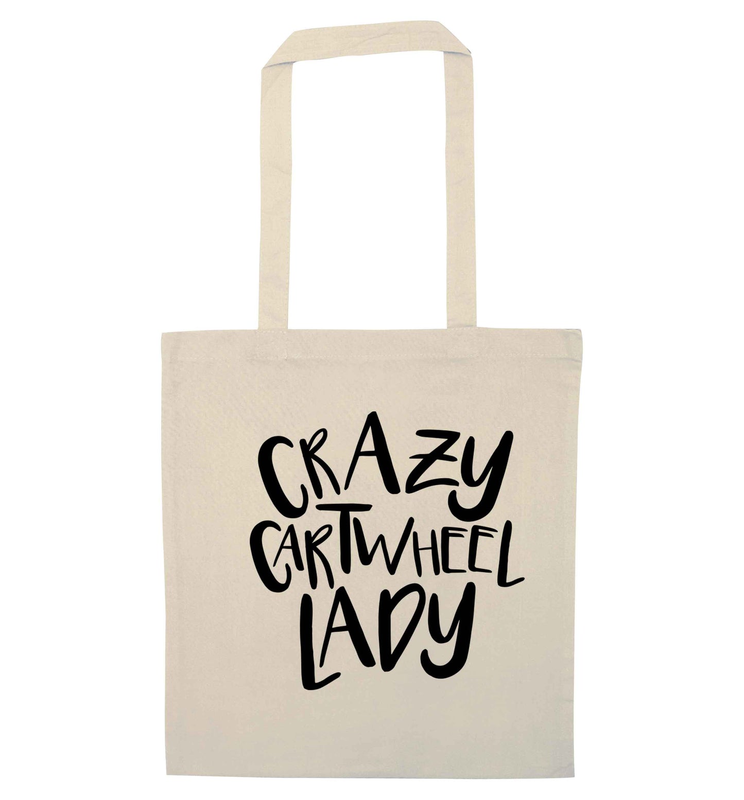 Crazy cartwheel lady natural tote bag