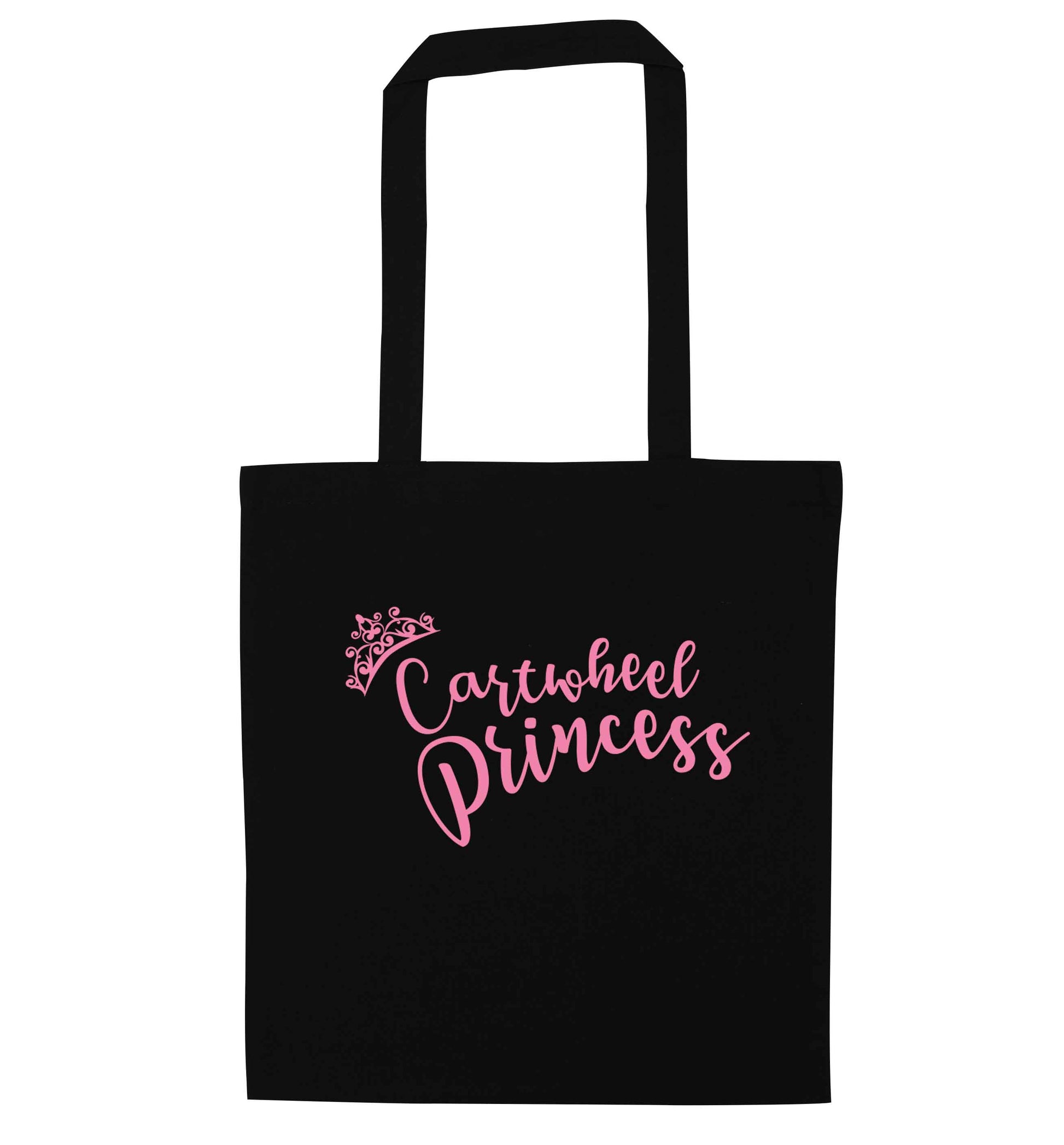 Cartwheel princess black tote bag