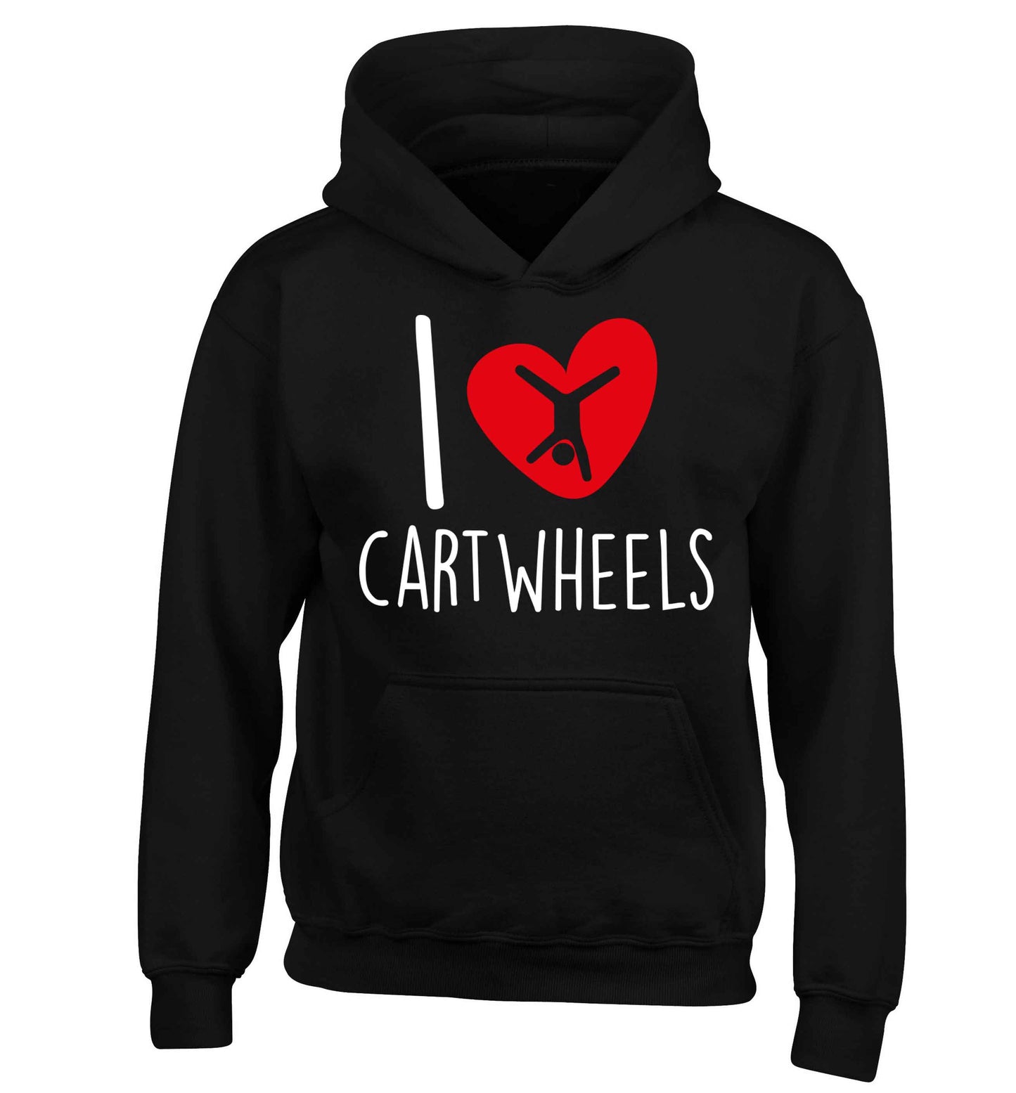 I love cartwheels children's black hoodie 12-13 Years