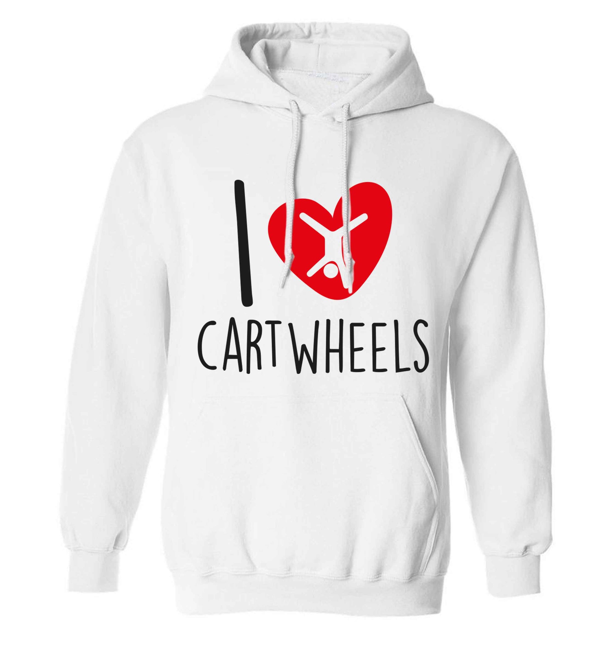 I love cartwheels adults unisex white hoodie 2XL