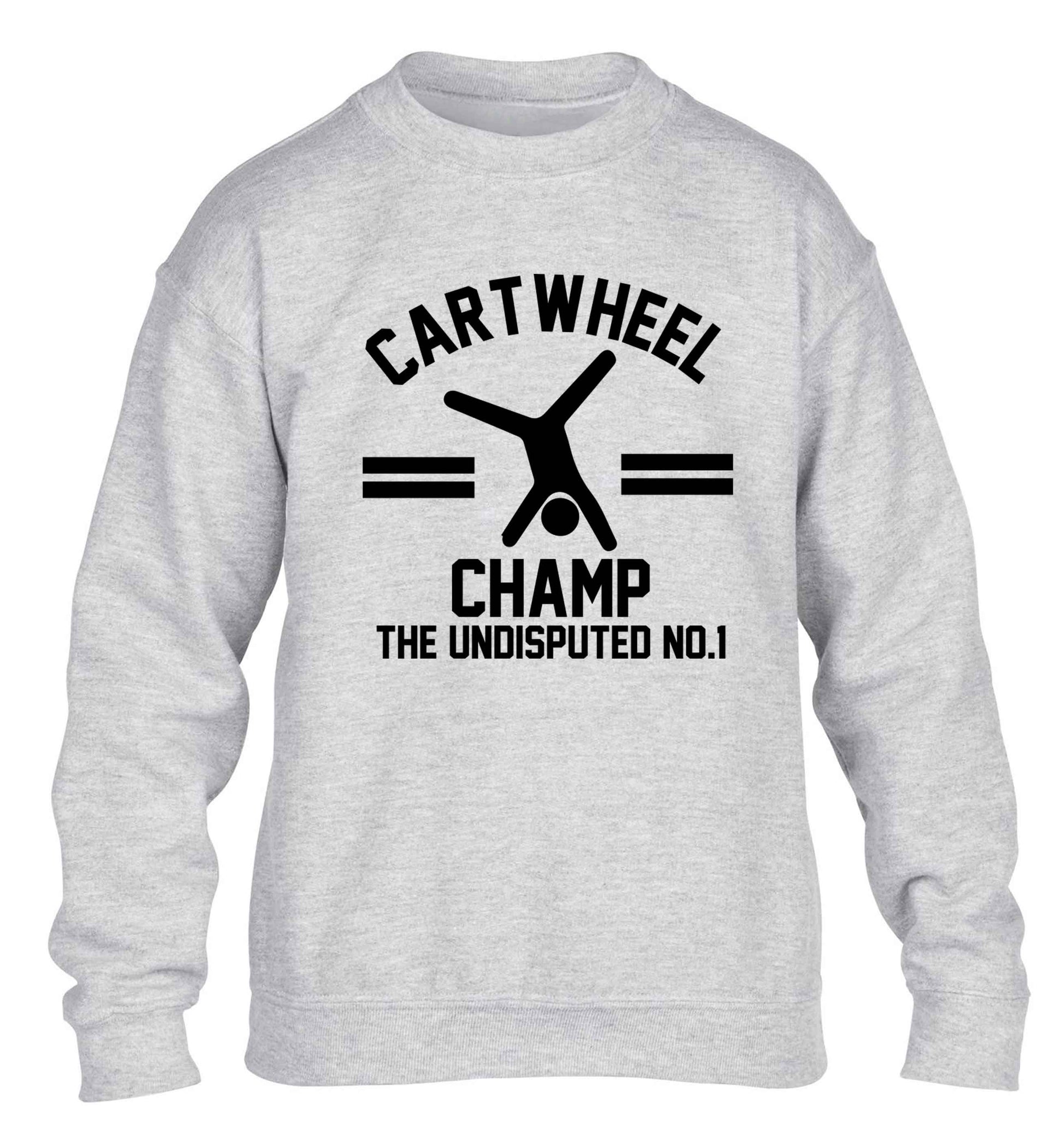Undisputed cartwheel championship no.1  children's grey sweater 12-13 Years