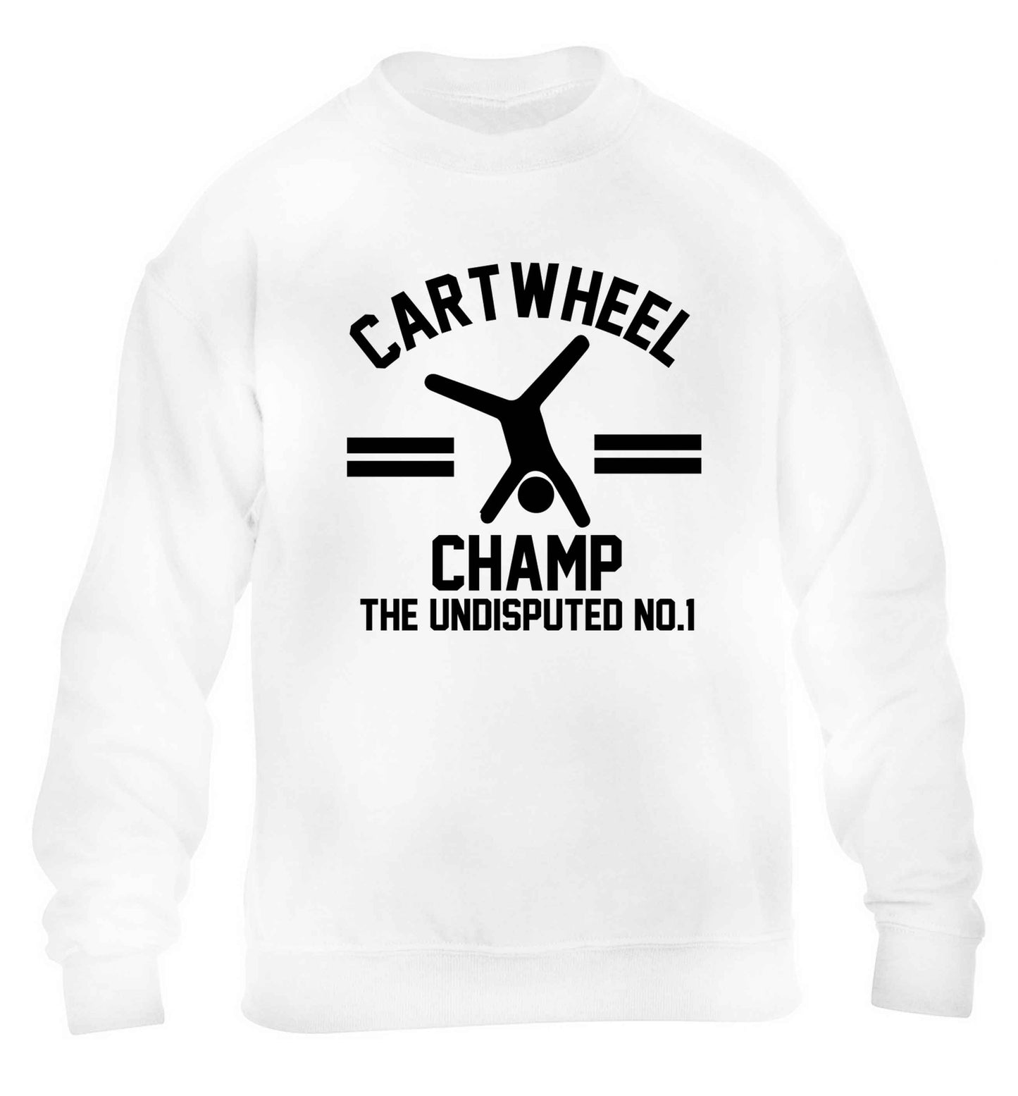 Undisputed cartwheel championship no.1  children's white sweater 12-13 Years