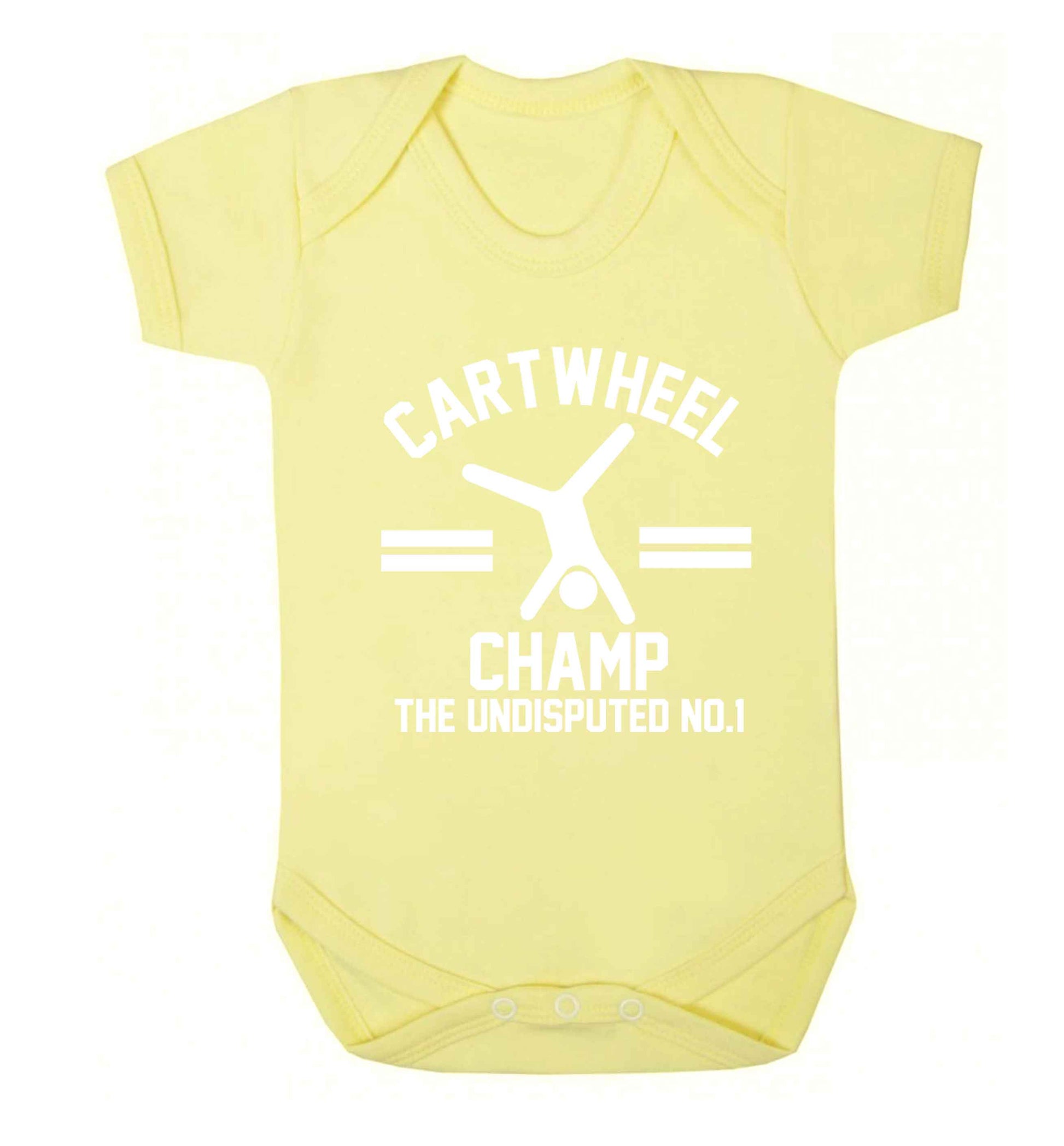 Undisputed cartwheel championship no.1  Baby Vest pale yellow 18-24 months