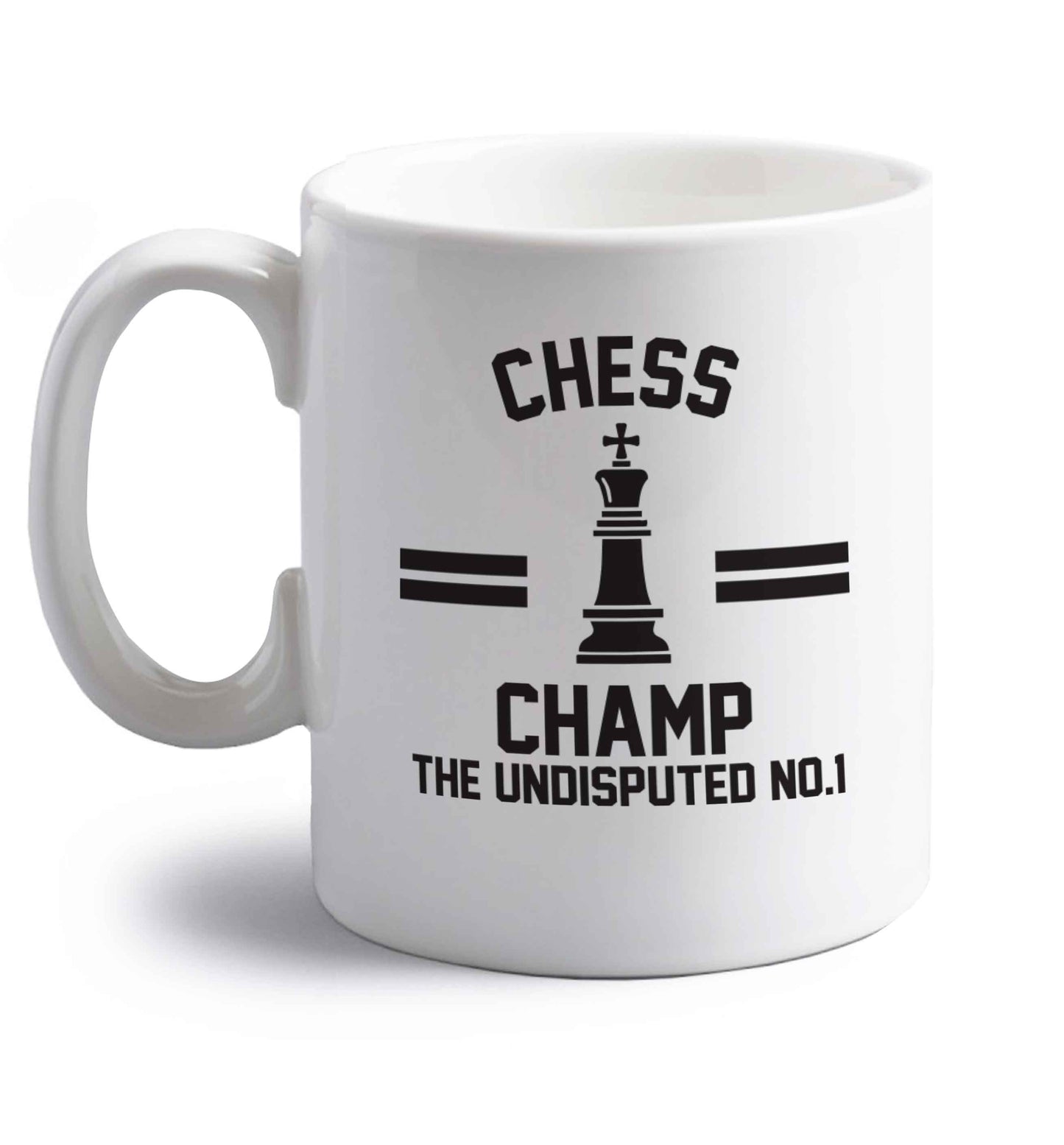 Undisputed chess championship no.1  right handed white ceramic mug 