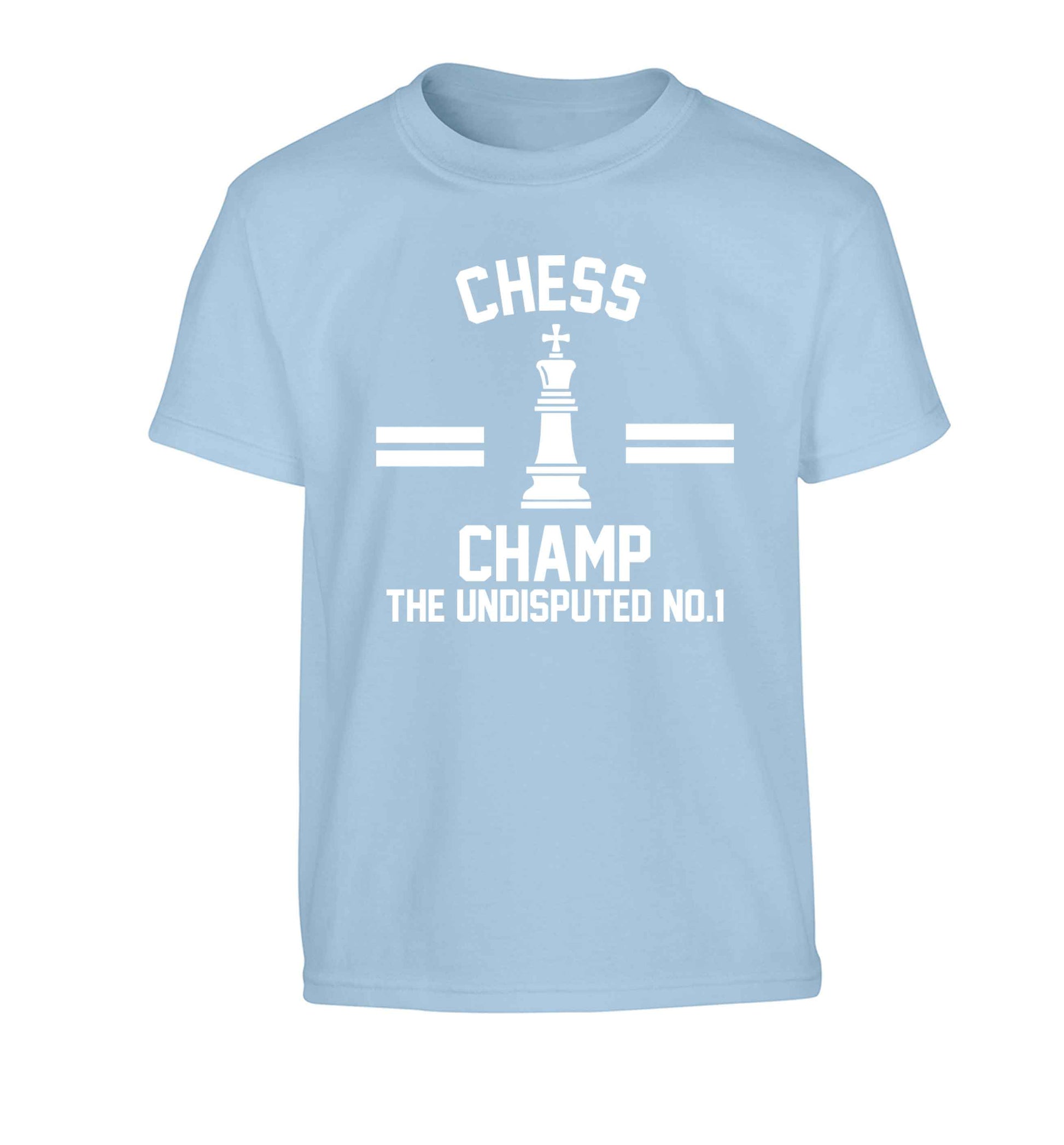 Undisputed chess championship no.1  Children's light blue Tshirt 12-13 Years