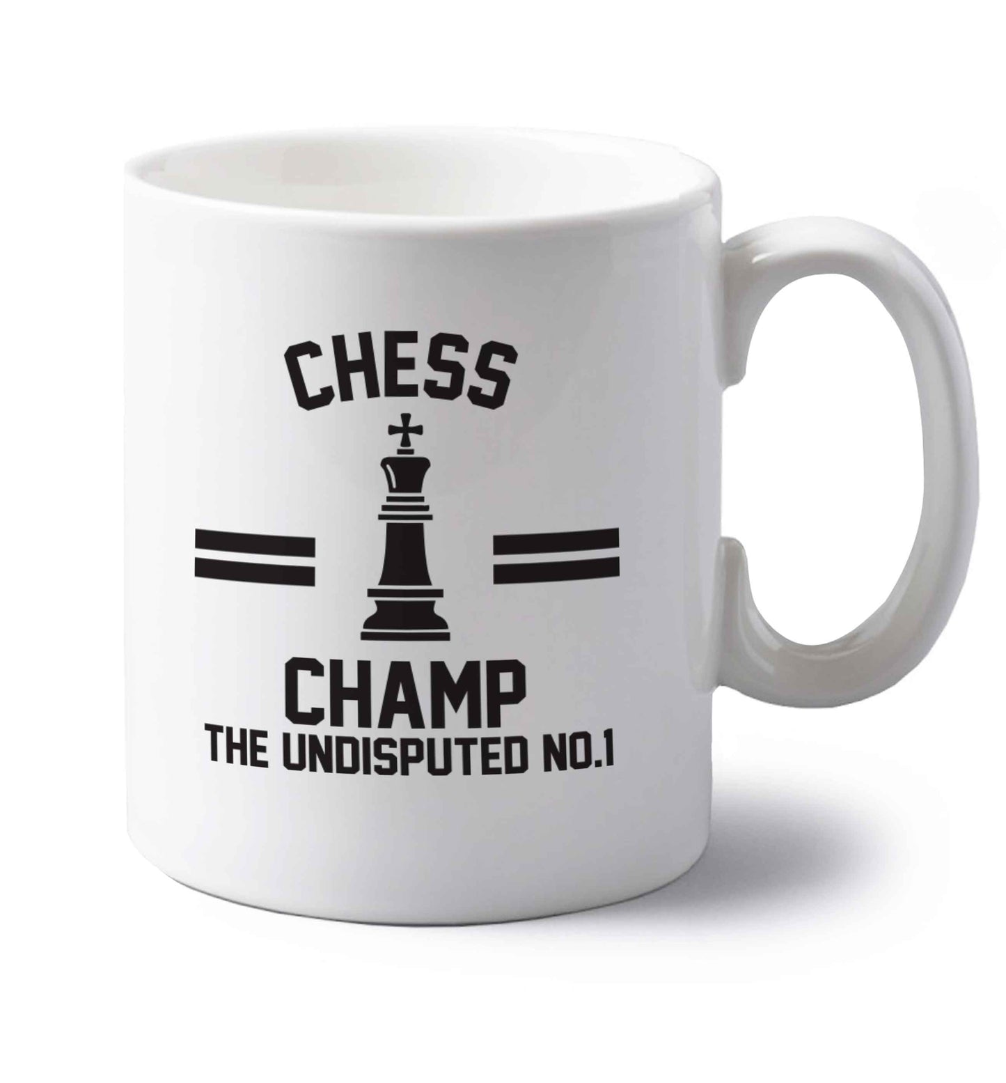 Undisputed chess championship no.1  left handed white ceramic mug 