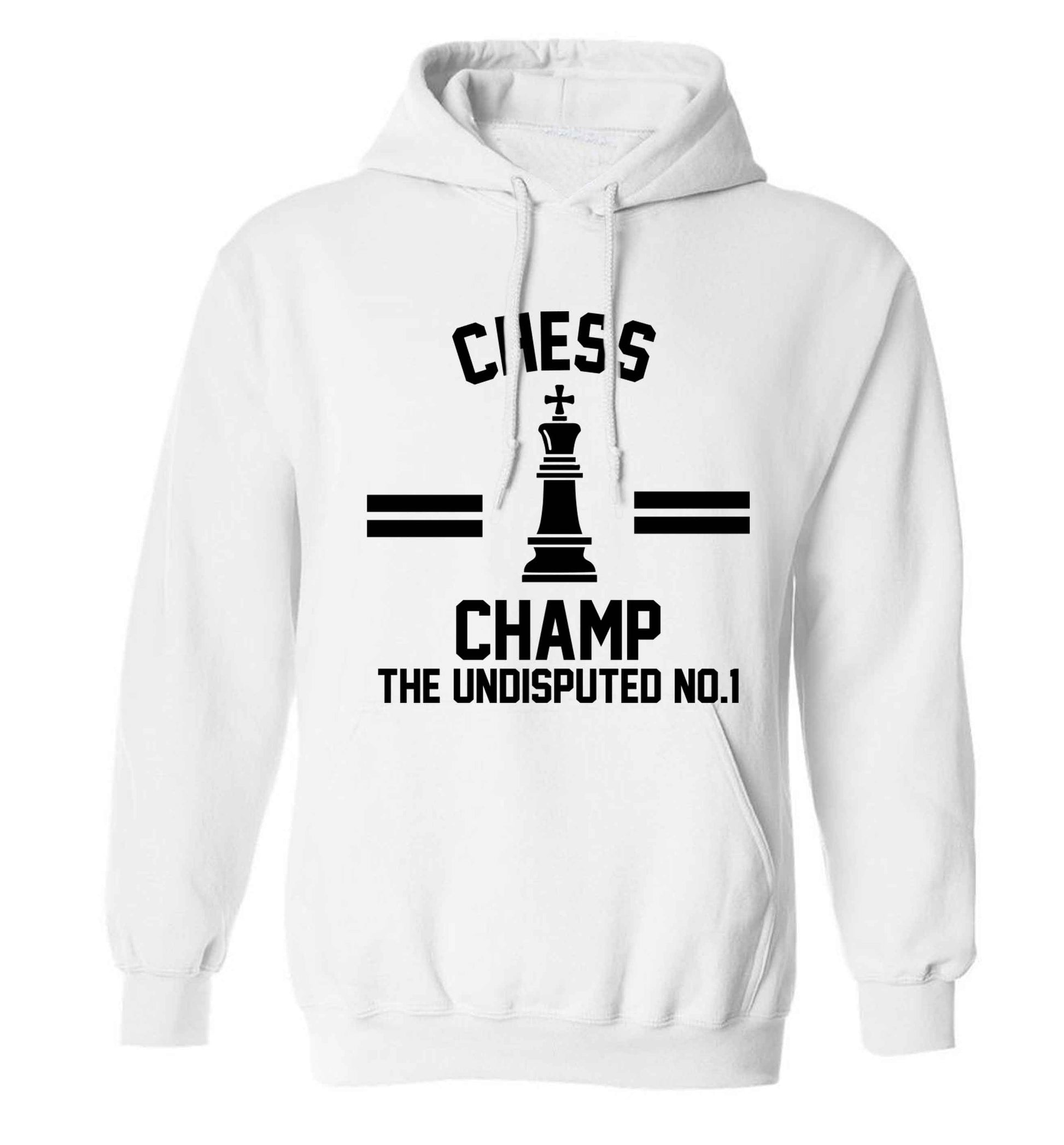 Undisputed chess championship no.1  adults unisex white hoodie 2XL