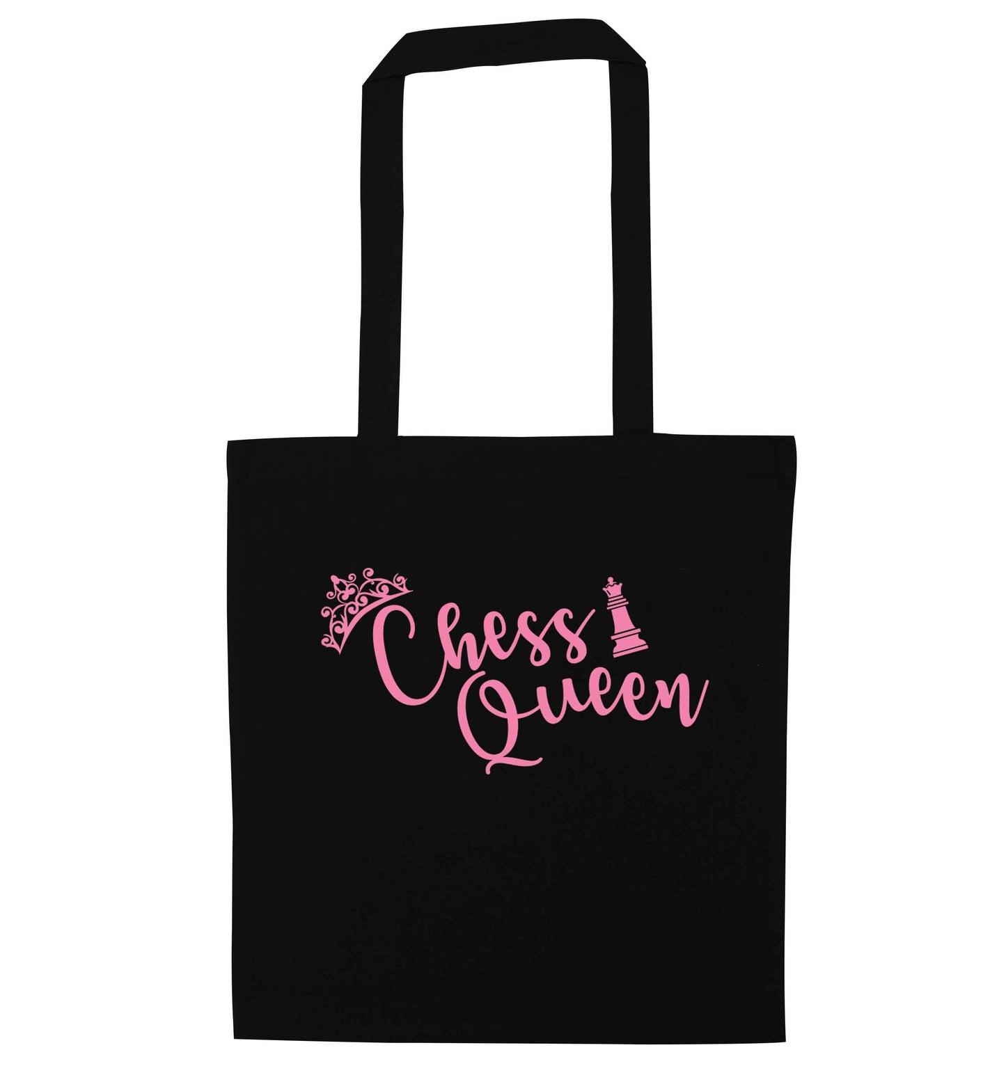 Pink chess queen  black tote bag