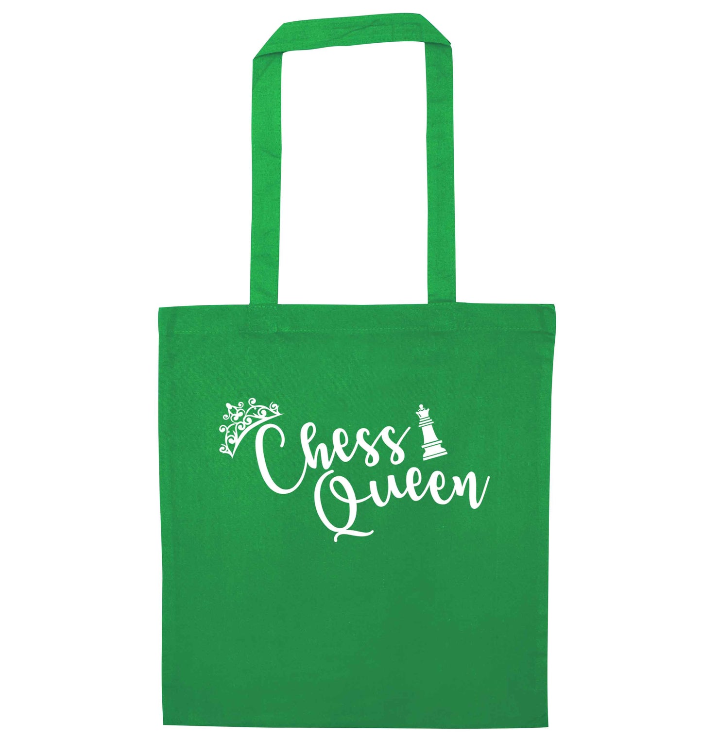 Pink chess queen  green tote bag