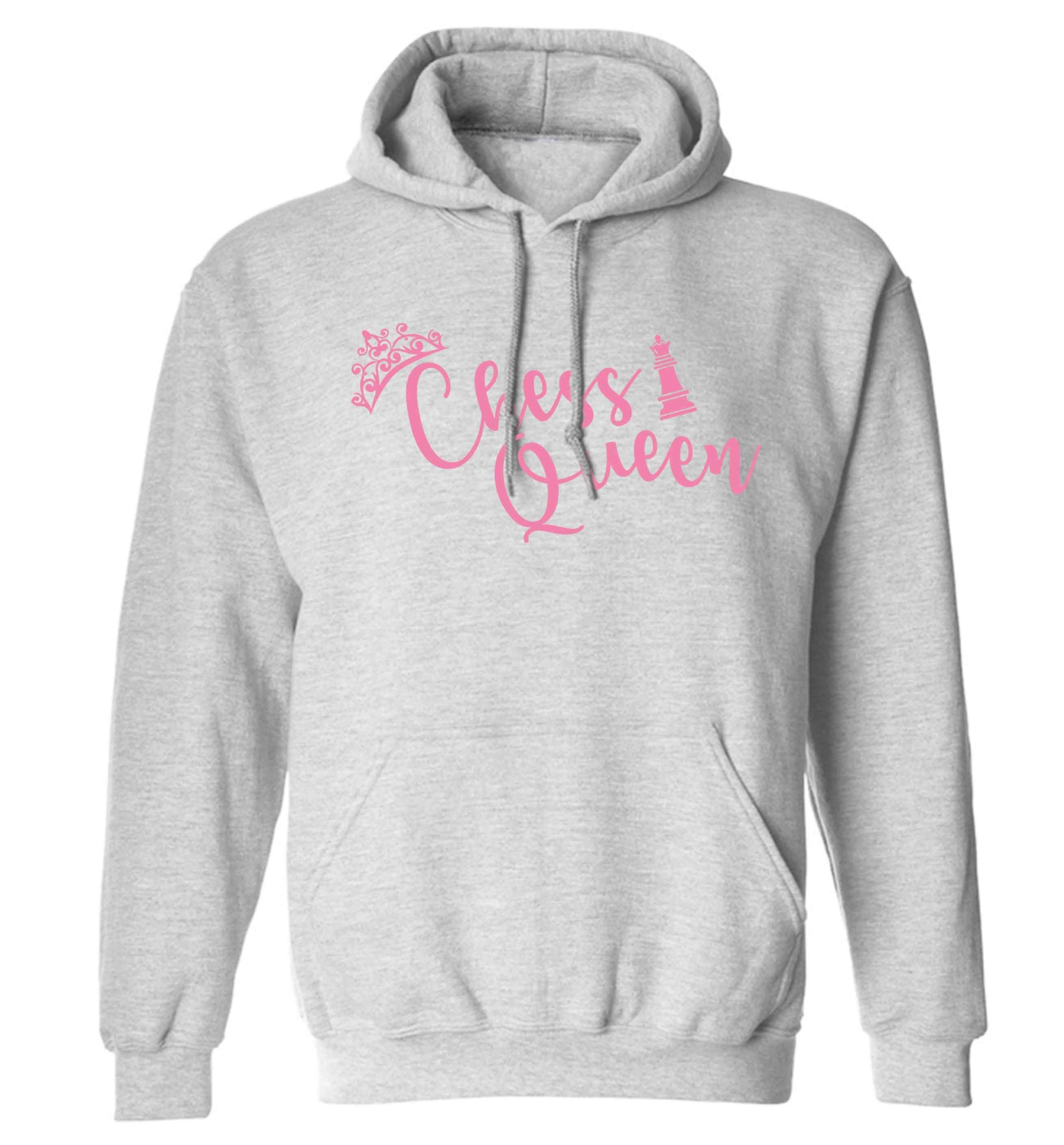 Pink chess queen  adults unisex grey hoodie 2XL